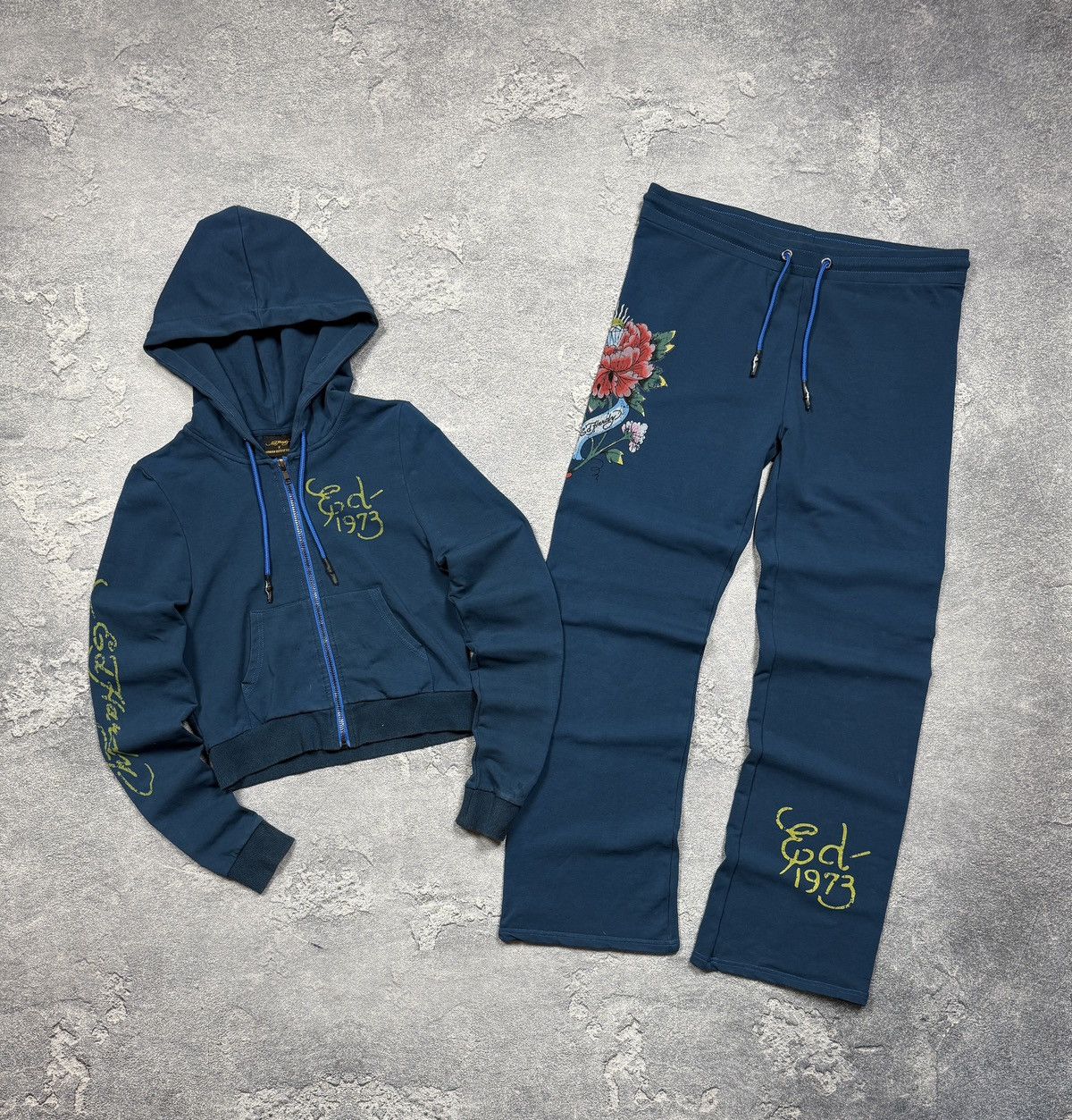 Ed Hardy Vintage Y2K Ed Hardy Flower Print Track Suit Size L / US 10 / IT 46 - 1 Thumbnail