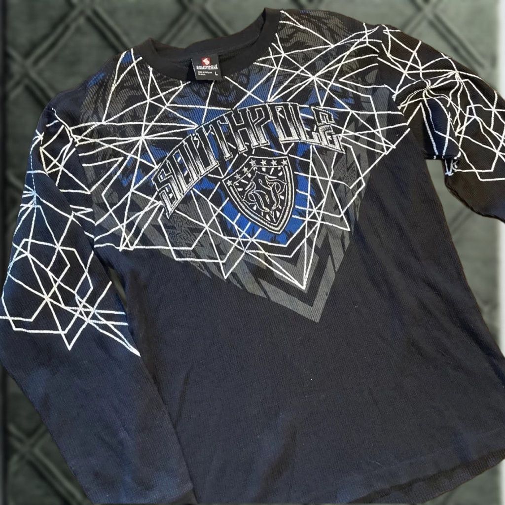 Southpole VINTAGE SouthPole T-Shirt Cyber Punk Grunge Emo Skater 2000s Thermal Long Sleeve Black L Mens Size US L / EU 52-54 / 3 - 1 Thumbnail