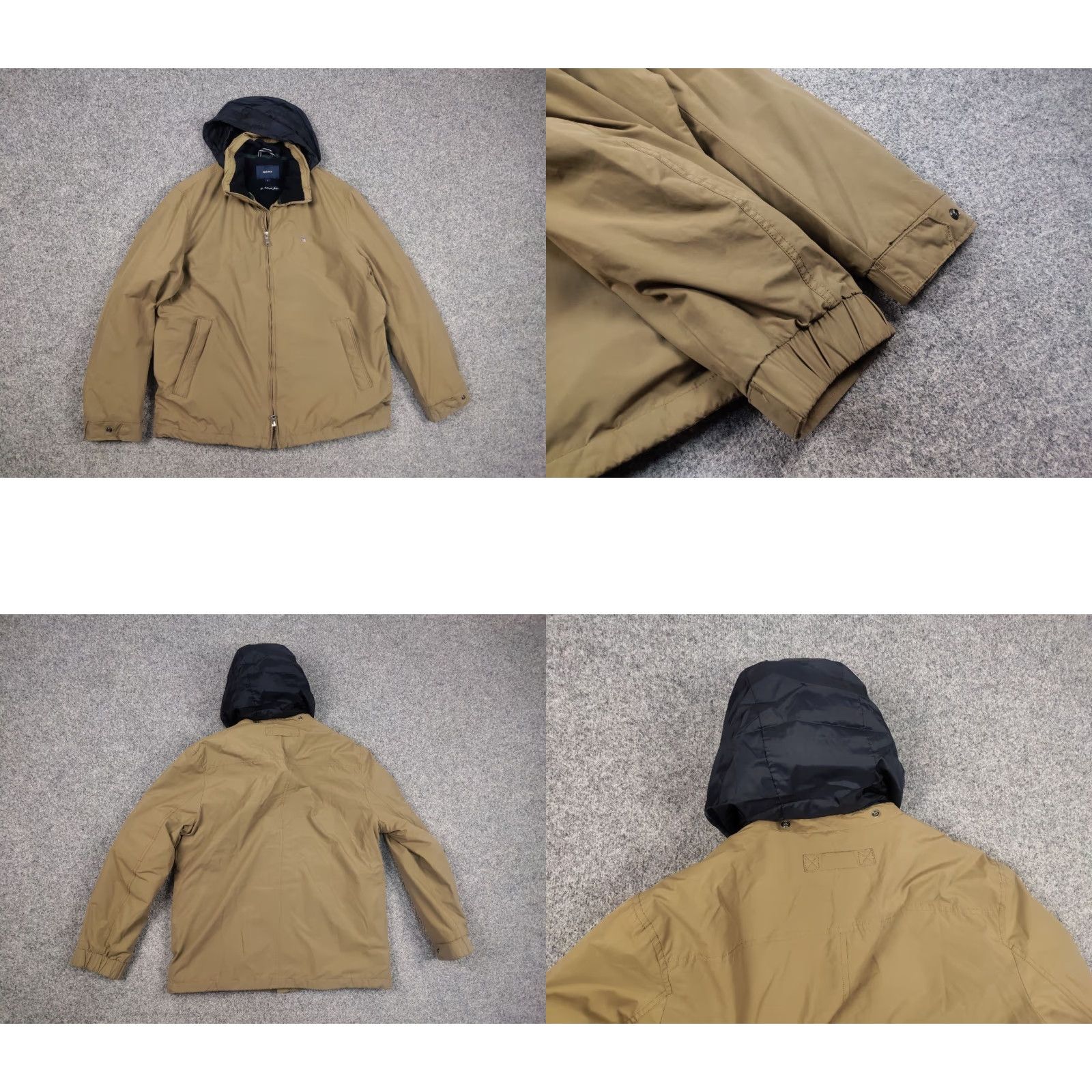 Gant Gant Jacket Main Selling Point Hooded Fleece-insulated Mid Length Dark Khaki Beige Nylon Zip Stand-Up Collar Men L Size Size US L / EU 52-54 / 3 - 8 Thumbnail