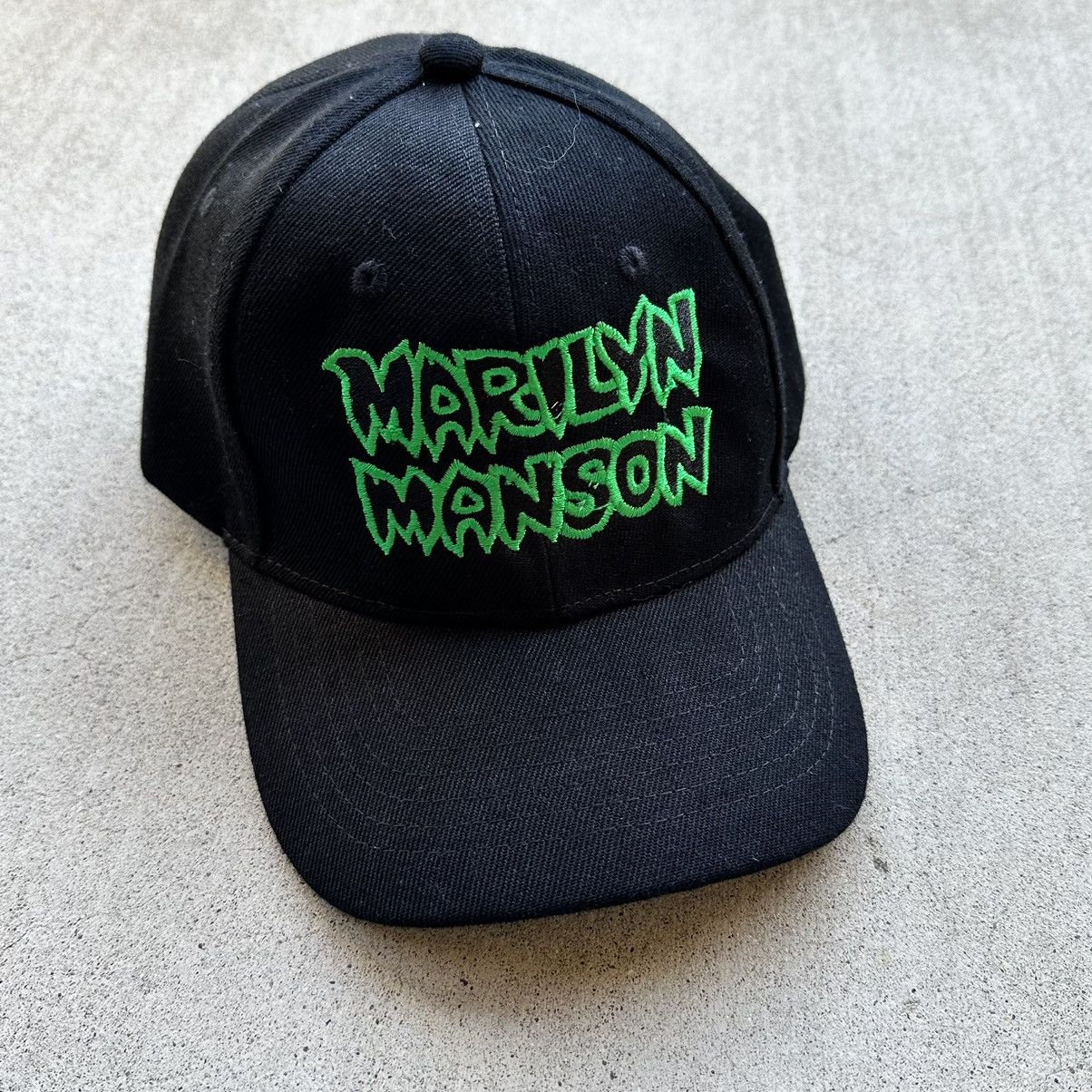 Vintage Vintage Marilyn Manson Strap Back Hat Y2K Concert Promo Size ONE SIZE - 1 Thumbnail