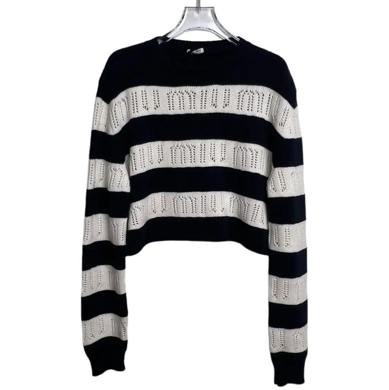 Miu Miu Miu Miu Striped Cashmere Blend Sweater 0089 Size L / US 10 / IT 46 - 1 Thumbnail