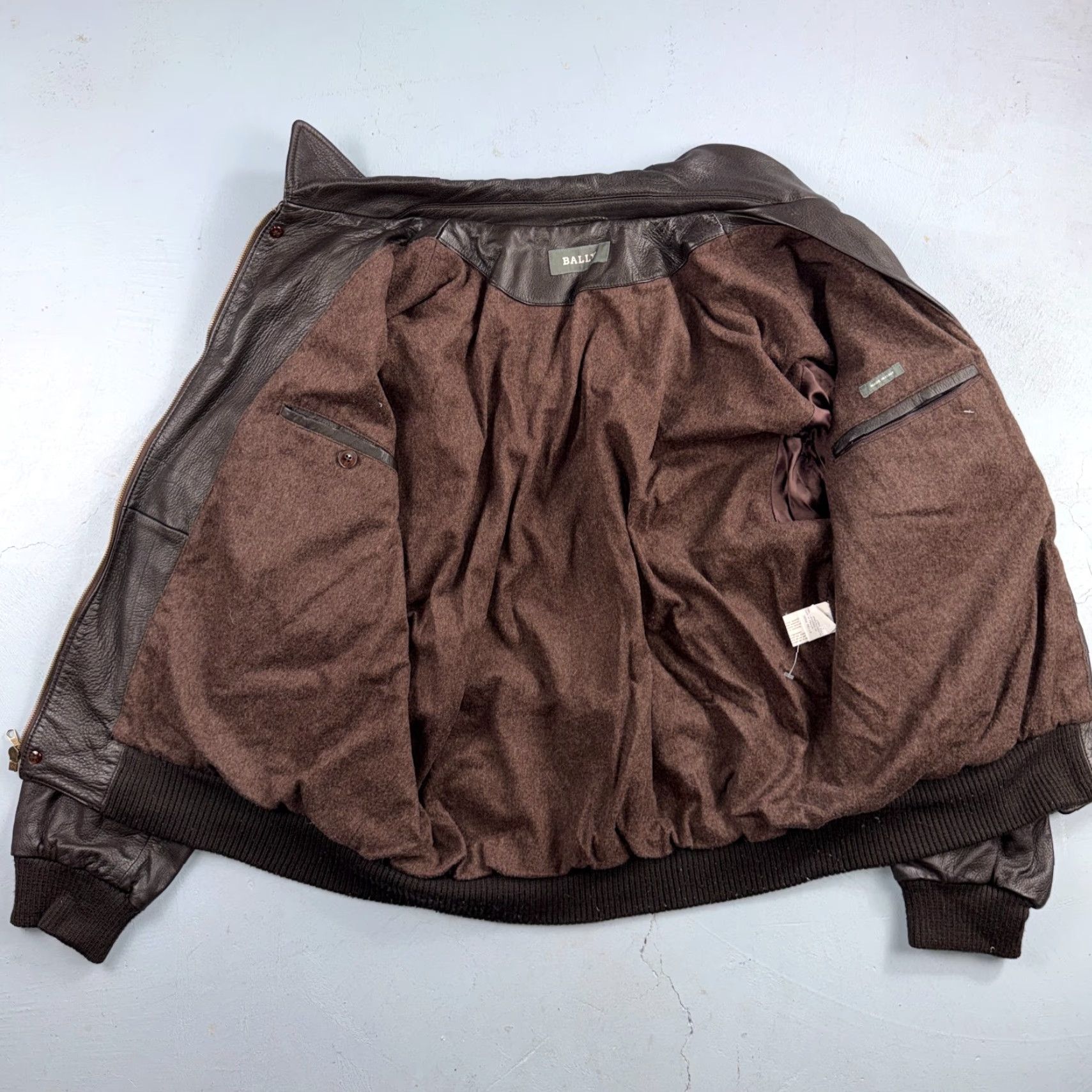 Bally Bally Leather Jacket Mens Bomber Jacket Size 44 Brown Wool Lined Pockets Zip Zipper Logo Button Size US S / EU 44-46 / 1 - 2 Thumbnail