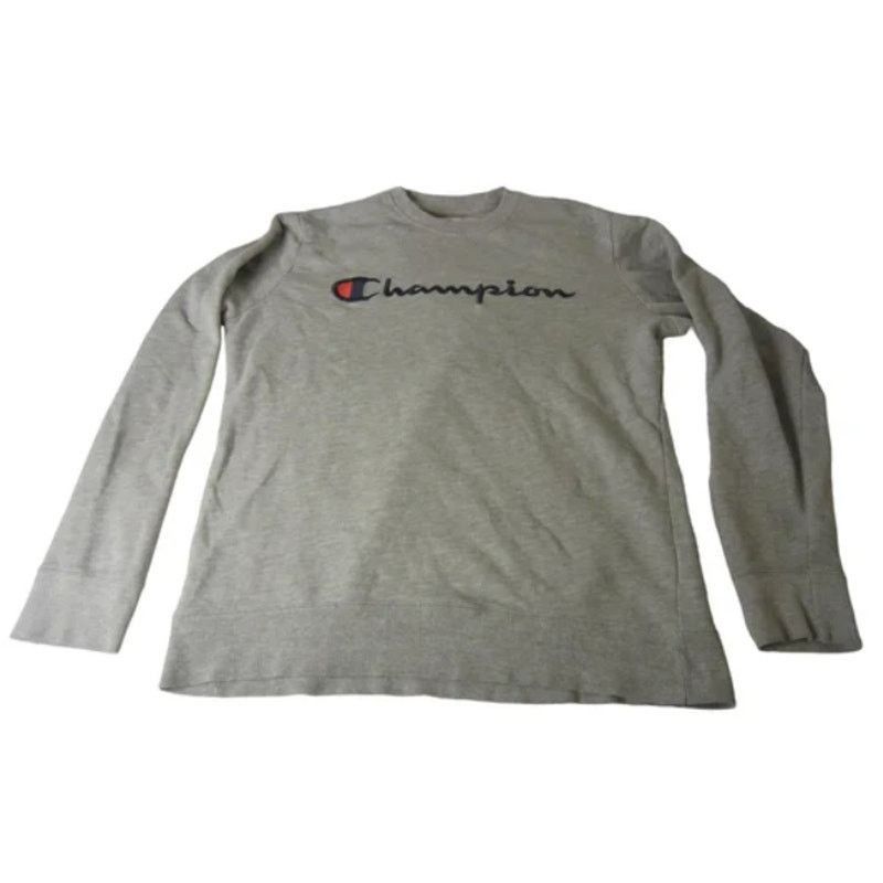 Champion Y2K Streetwear Minimalist Grey Crew Sweatshirt Champion M Size US M / EU 48-50 / 2 - 2 Thumbnail