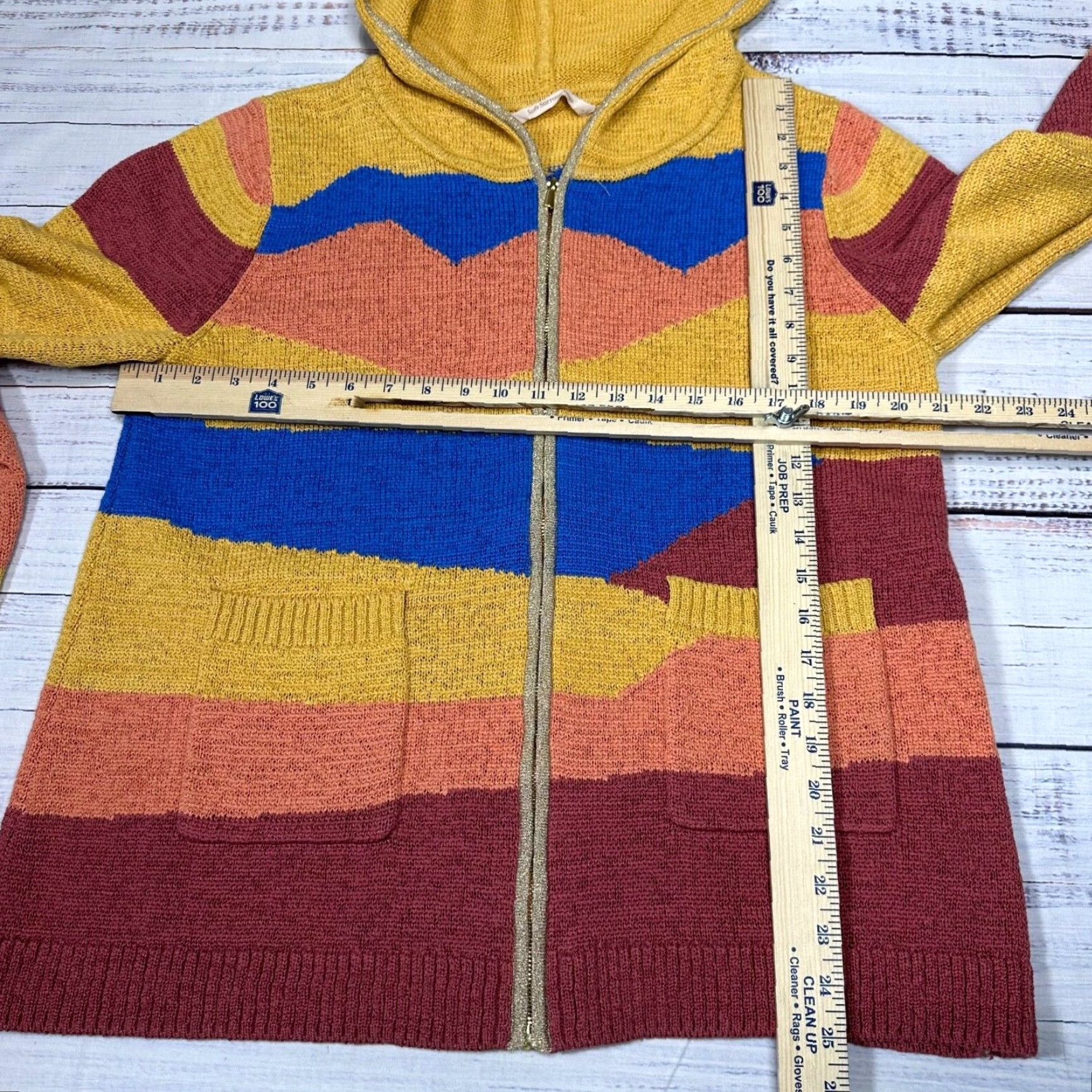 Soft Surroundings Soft Surroundings Cardigan Sweater Hooded L Multicolor Cotton Blend Abstract Print Women L Size L / US 10 / IT 46 - 2 Thumbnail