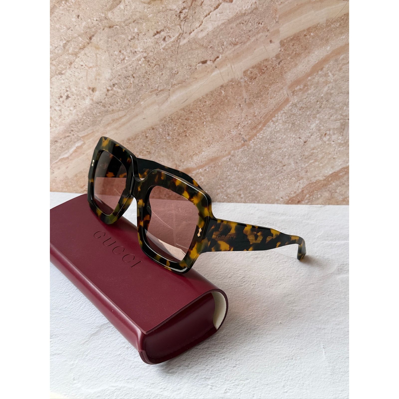 Gucci NEW Gucci GG1111S Brown Red Lens Oversized Sunglasses Size ONE SIZE - 3 Thumbnail