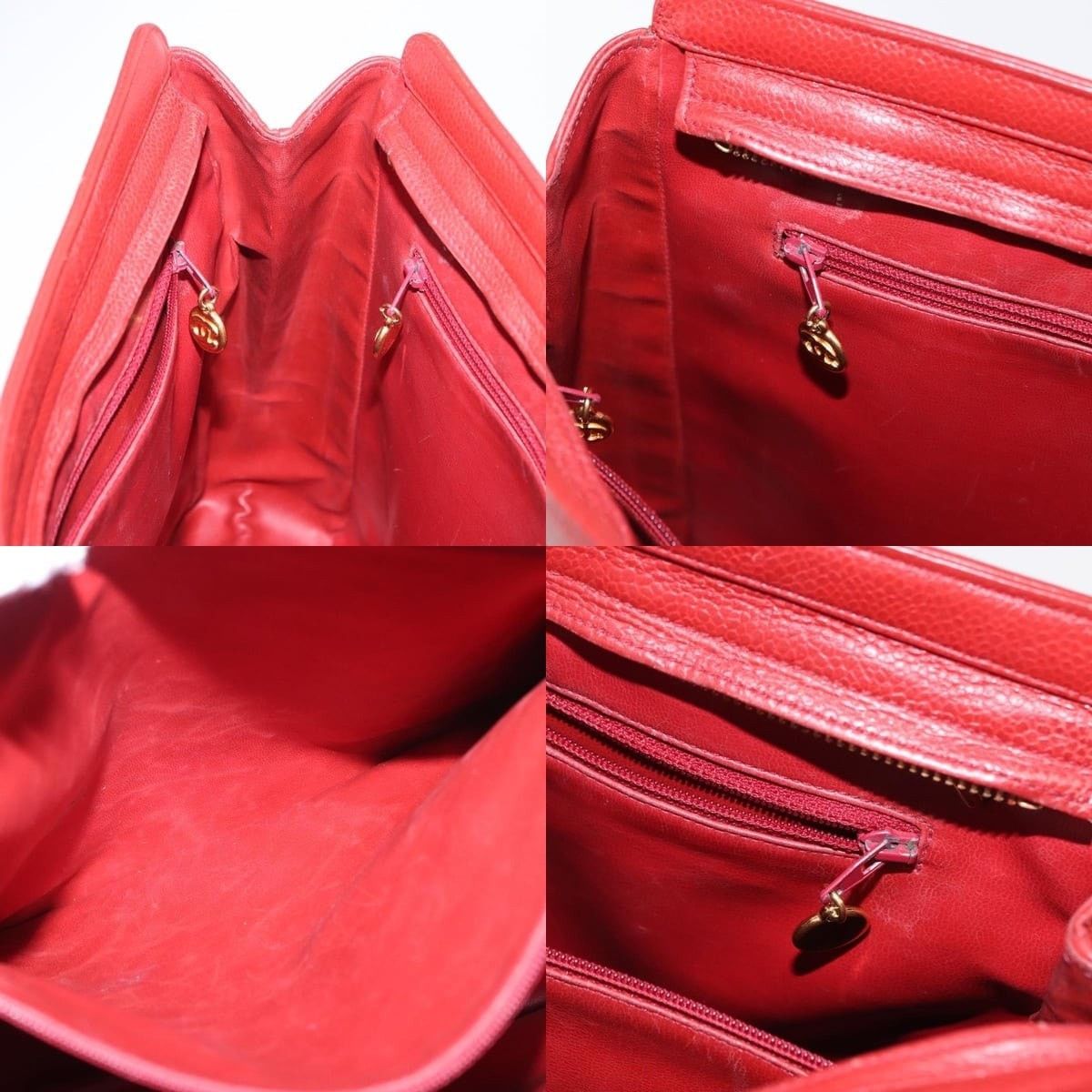 Chanel Chanel Caviar Skin Red Gold CC Tote Bag Size ONE SIZE - 7 Thumbnail