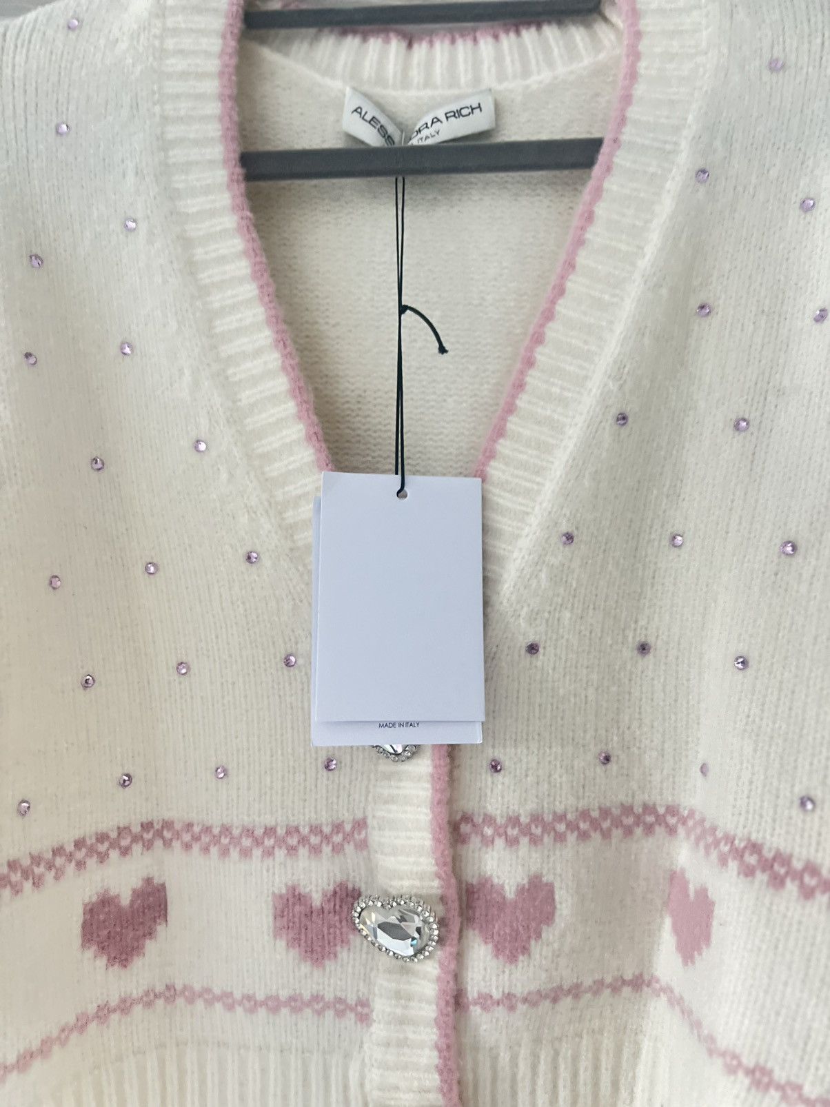Alessandra Rich Alessandra Rich Heart Printed Diamond Cardigan Size XS / US 0-2 / IT 36-38 - 2 Thumbnail
