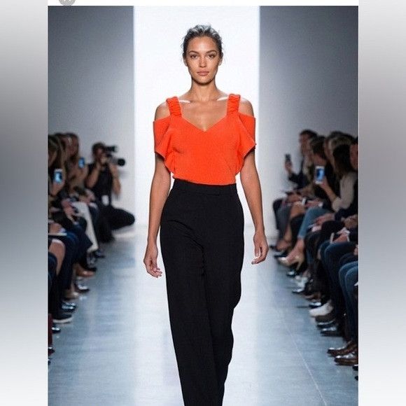 Victoria Beckham VICTORIA BECKHAM Off the shoulder stretch knit top in orange Size M / US 6-8 / IT 42-44 - 1 Thumbnail