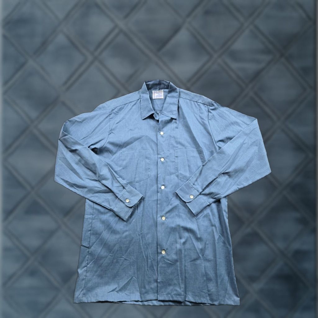 Vintage VINTAGE TownCraft Shirt Mens Medium Blue Long Sleeve Loop Collar Pockets 60s Rockabilly Size US M / EU 48-50 / 2 - 1 Thumbnail