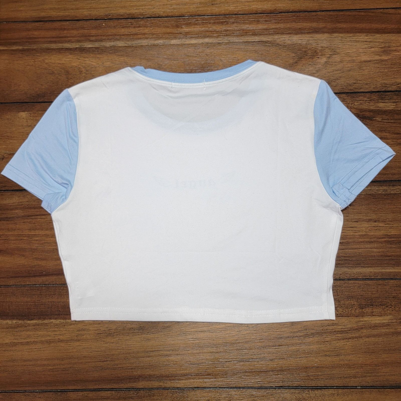 Other White & Blue Crop Tee "Angel" - Size Ladies XS(Junior Large) Size XS / US 0-2 / IT 36-38 - 3 Thumbnail