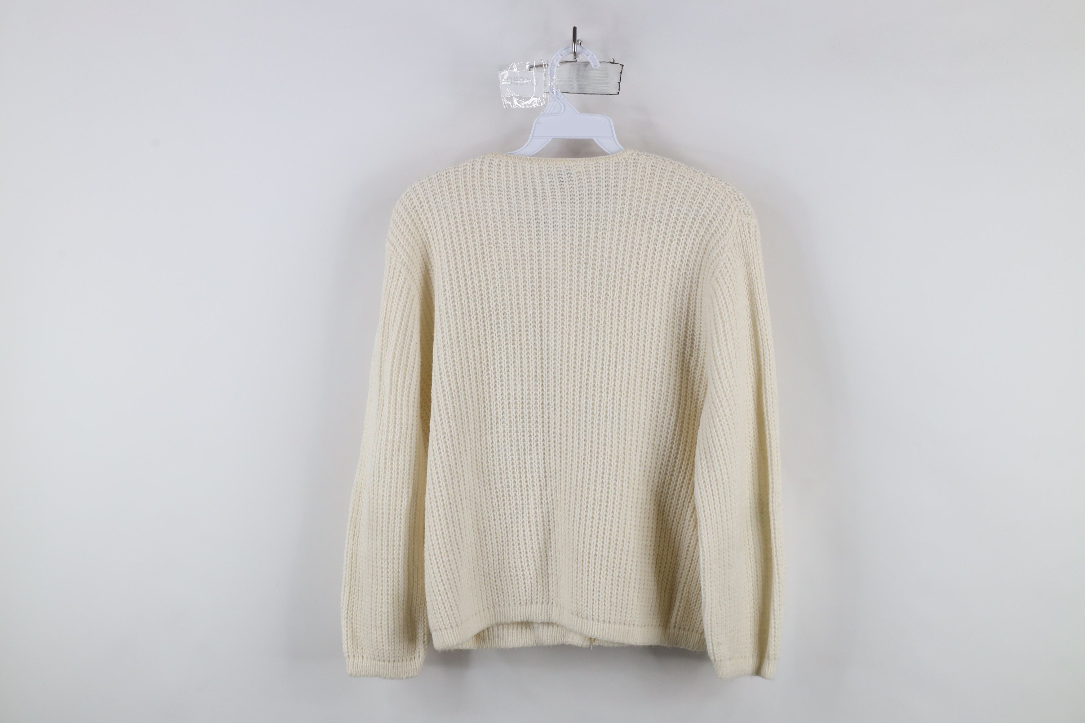 Vintage Vintage 50s 60s Rockabilly Leaf Ribbed Knit Cardigan Sweater Size M / US 6-8 / IT 42-44 - 10 Thumbnail