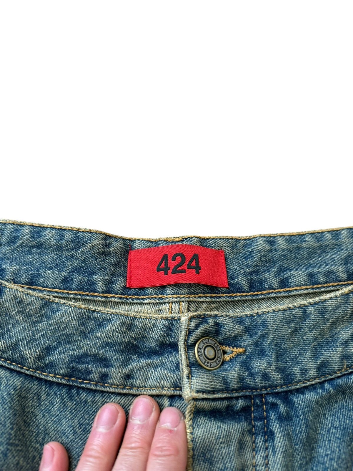 424 Rare Big Daddy Thrashed Ripped Denim Short Size US 36 / EU 52 - 11 Thumbnail