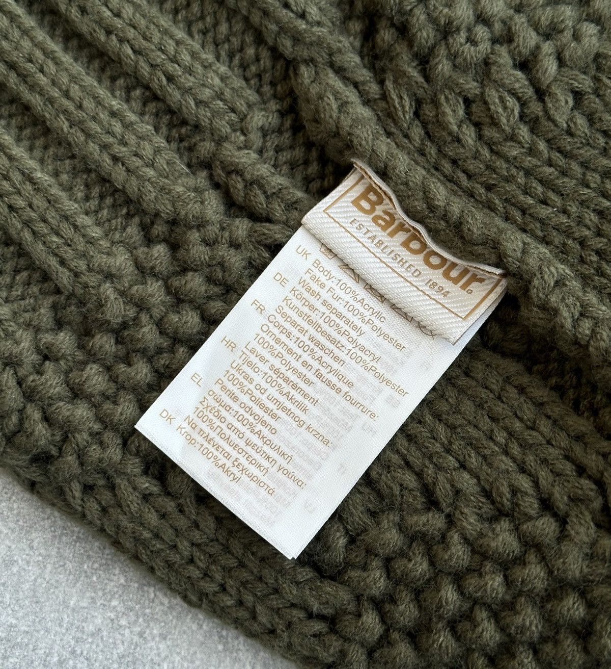 Barbour Barbour Women’s Saltburn Beanie Hat - Olive Green One Size Size ONE SIZE - 5 Thumbnail