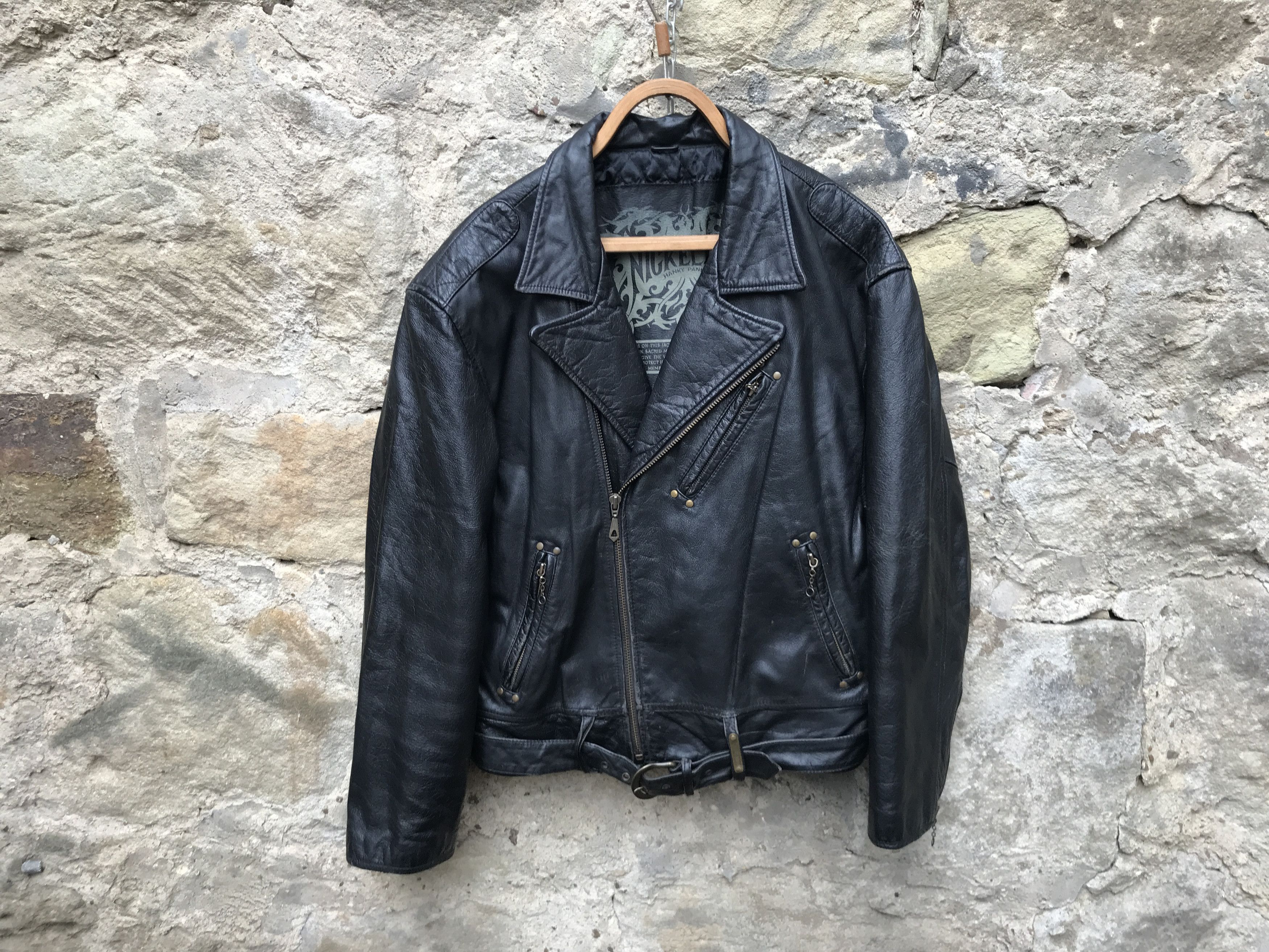 Genuine Leather Vintage 90s Leather Biker Jacket Tribal tattoo's Nickelson Size US L / EU 52-54 / 3 - 1 Thumbnail