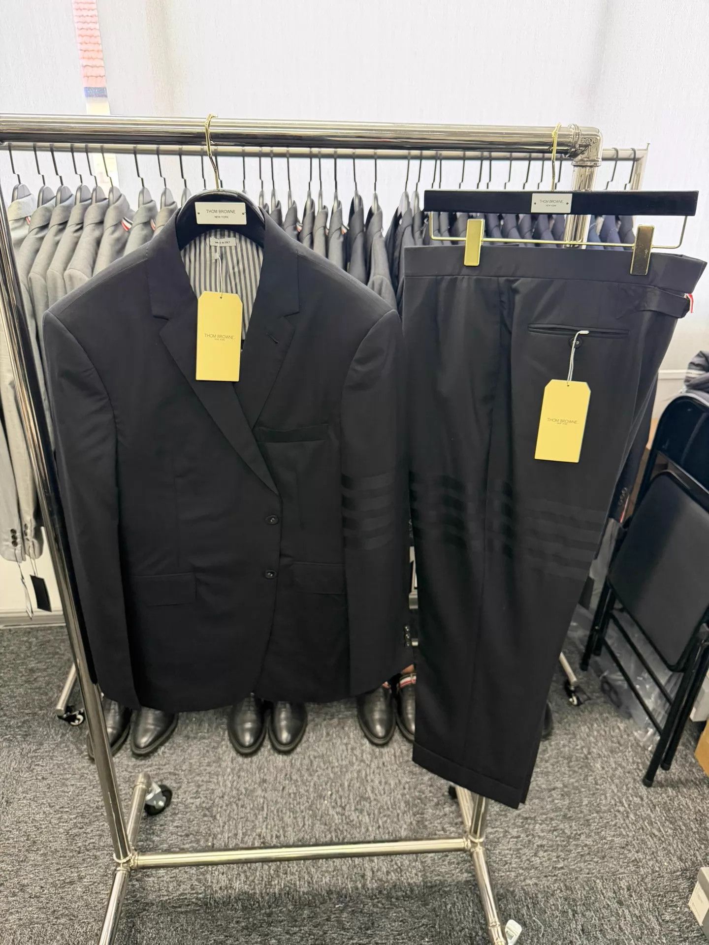 Thom Browne Thom Browne Men's MTM 4-Bar Black Wool Suit Size US XL / EU 56 / 4 - 1 Thumbnail