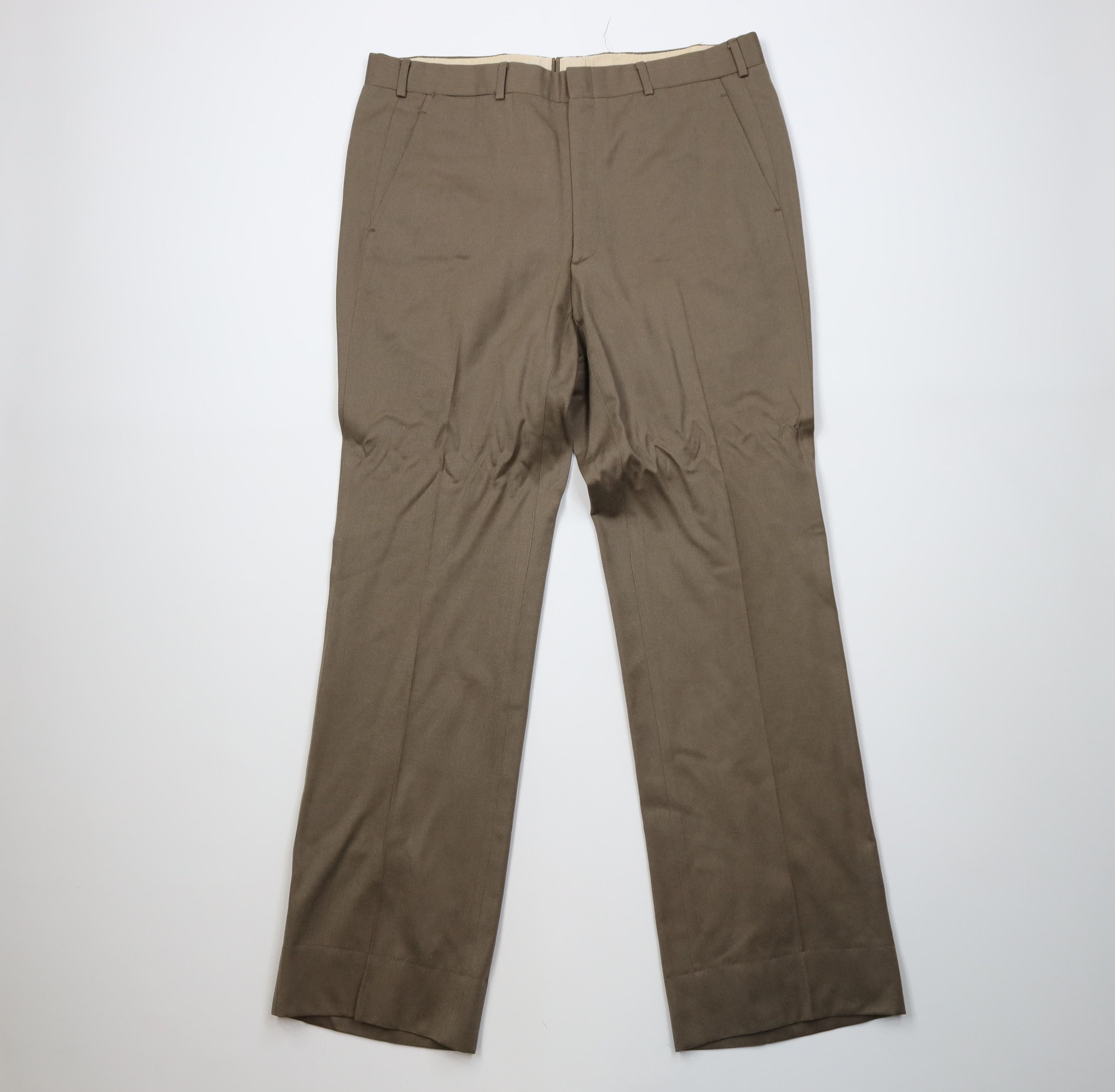 Vintage Vintage 70s Streetwear Wool Knit Wide Leg Chino Pants Beige Size US 38 / EU 54 - 1 Thumbnail