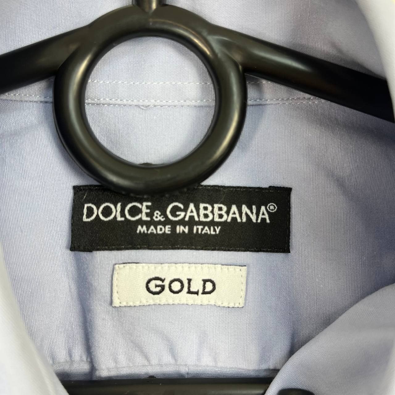 Dolce & Gabbana Dolce Gabbana Gold Dress Shirt Blue Button Up Made In Ital S Size US S / EU 44-46 / 1 - 3 Thumbnail