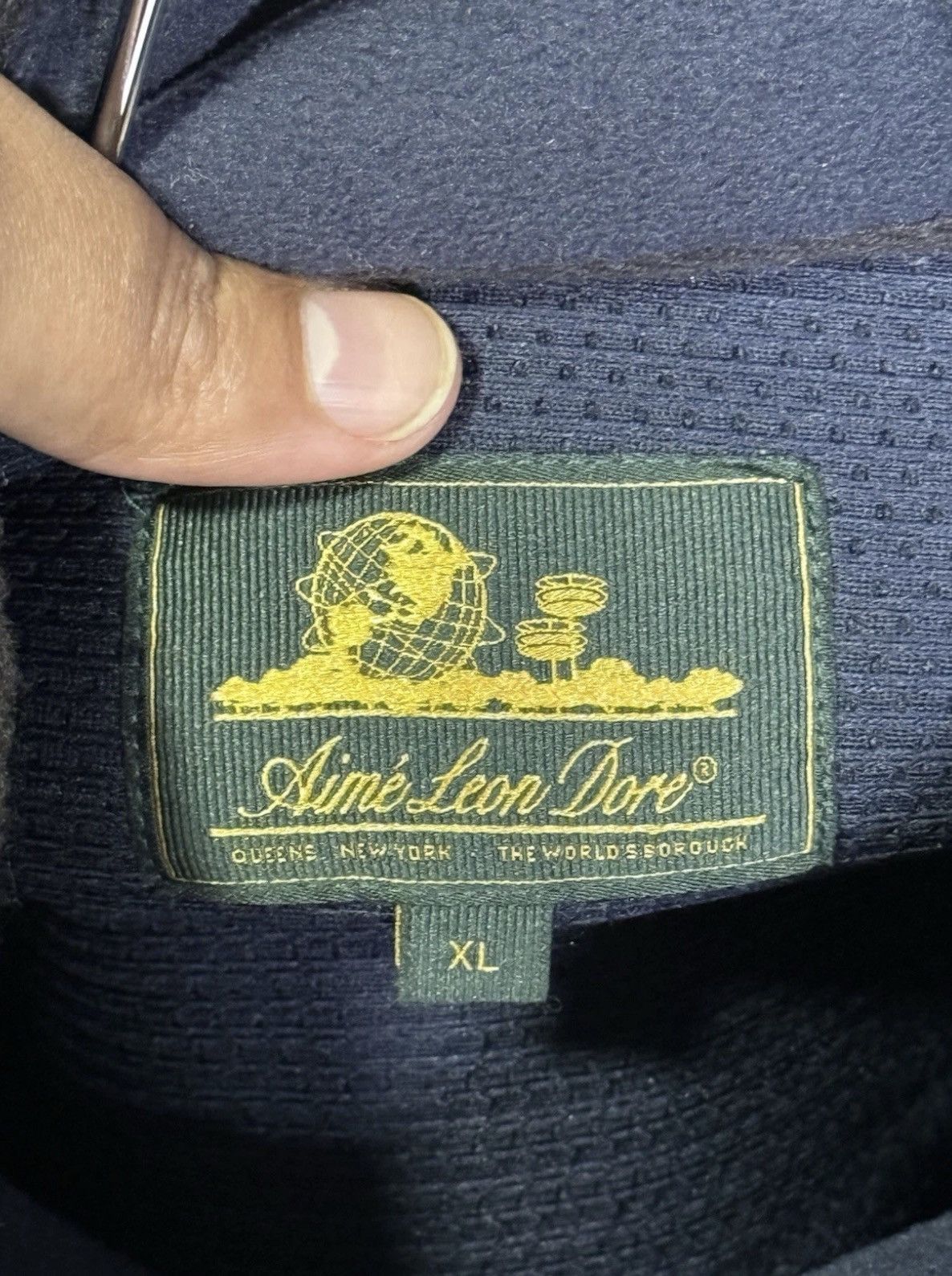 Aime Leon Dore Fleece Jacket Full Zip Navy Blue Mens Size XL