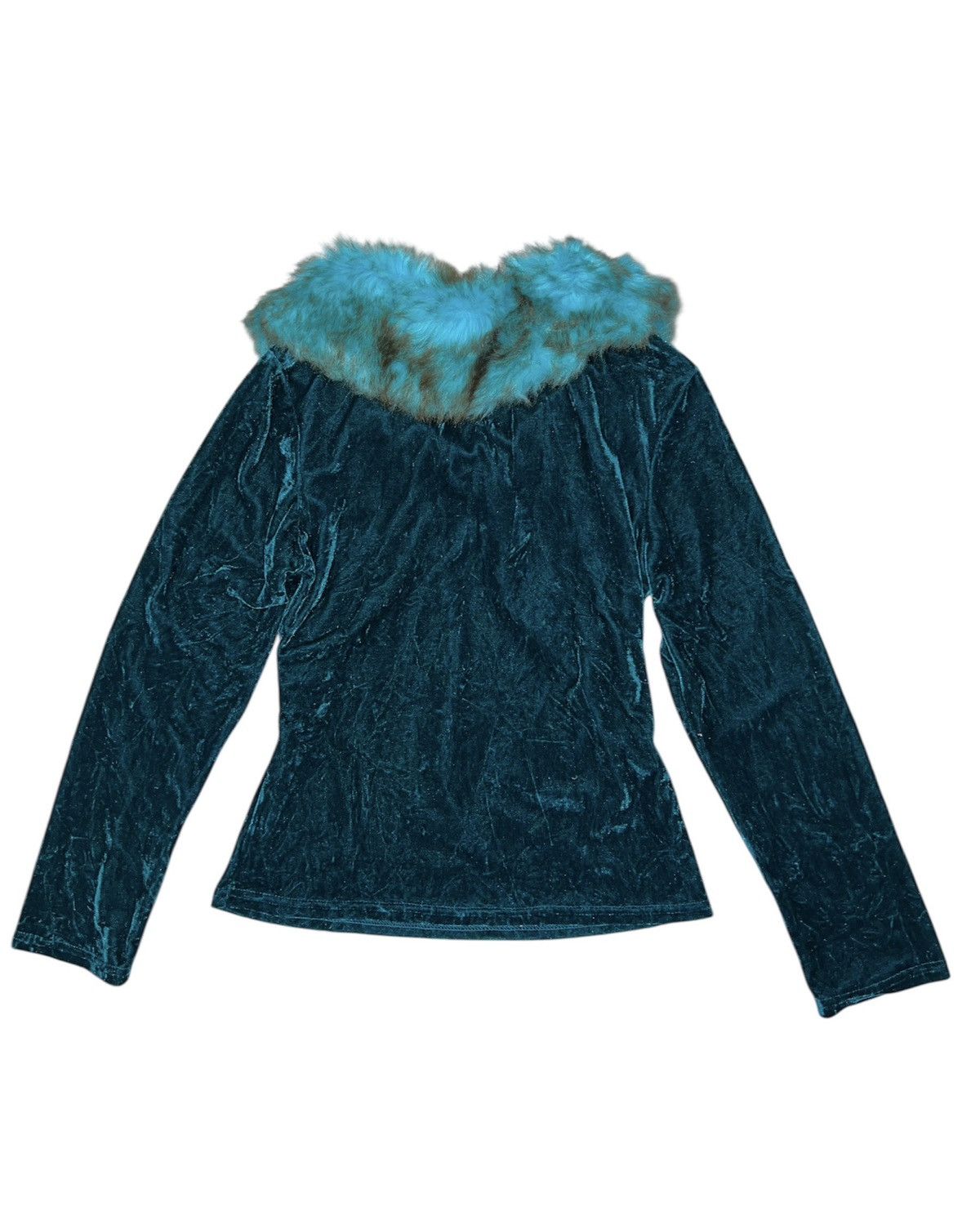 Japanese Brand Slay velvet in teal blue with fur collar 🧝🏻‍♀️🧚🏻 Size M / US 6-8 / IT 42-44 - 3 Thumbnail