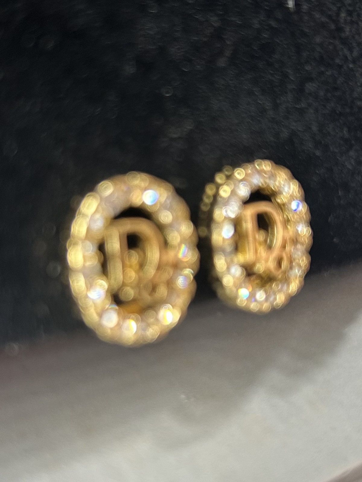 Dior Vintage Dior Rhinestone Gold Plated Oval Clip on Earrings Size ONE SIZE - 4 Thumbnail