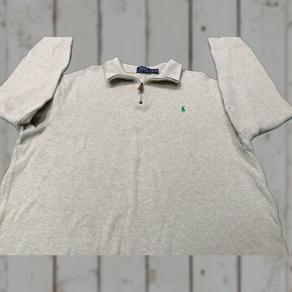 Polo Ralph Lauren Polo Ralph Lauren Men’s Sweater 1/4 Zip Tan Cotton 2XL Pullover Knit Pullover Shirt (note: space corrected) Size US XXL / EU 58 / 5 - 1 Thumbnail