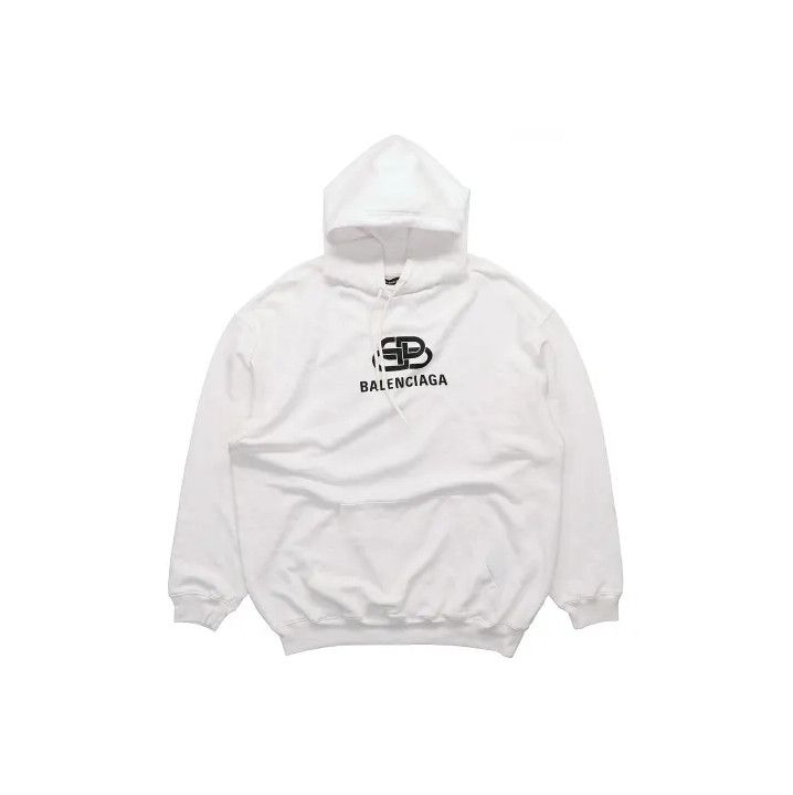 Balenciaga Balenciaga White Logo Hooded Sweatshirt Unisex Size US XS / EU 42 / 0 - 1 Thumbnail