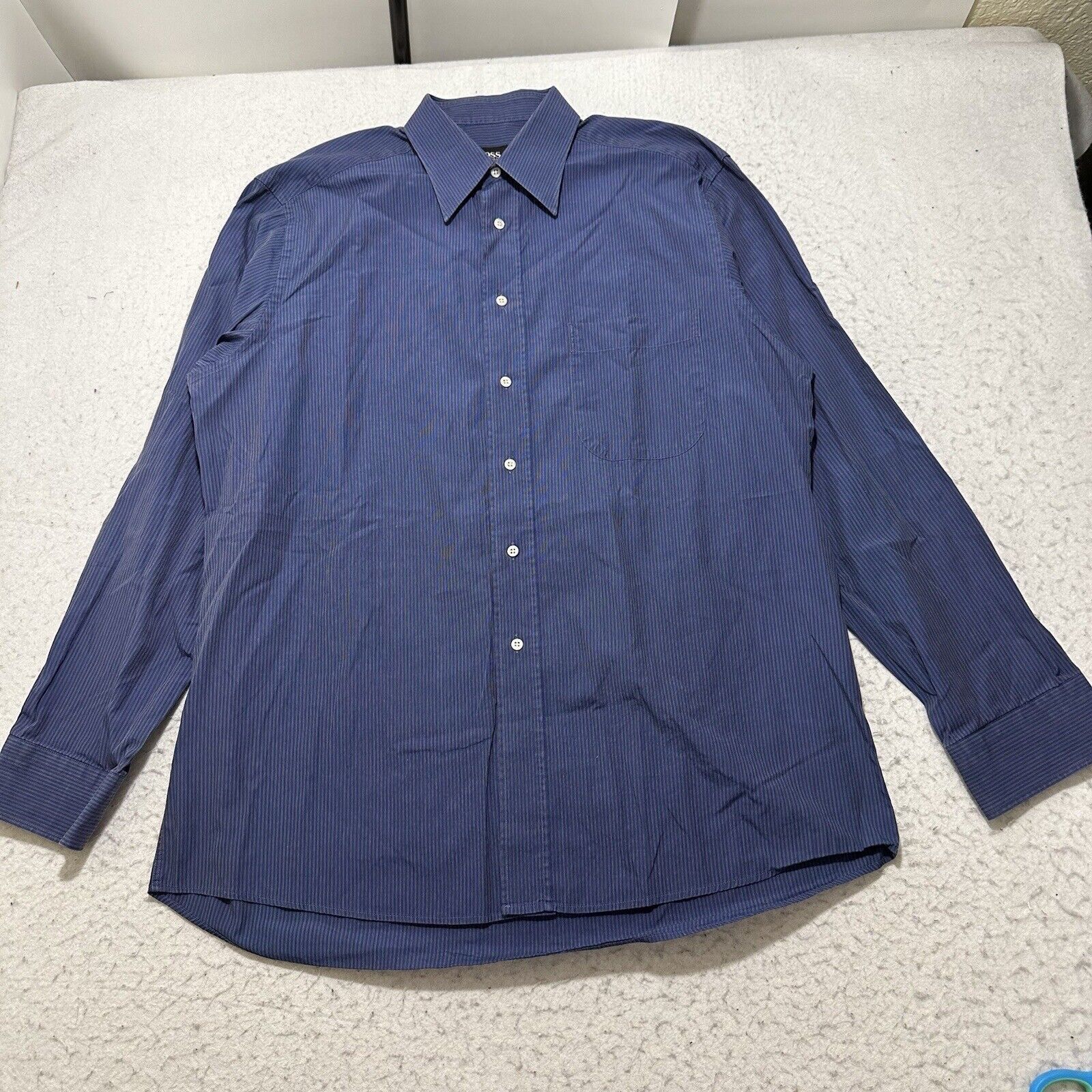 Hugo Boss BOSS Hugo Boss 16 Button Down Dress Shirt Blue Pattern Size US L / EU 52-54 / 3 - 1 Thumbnail