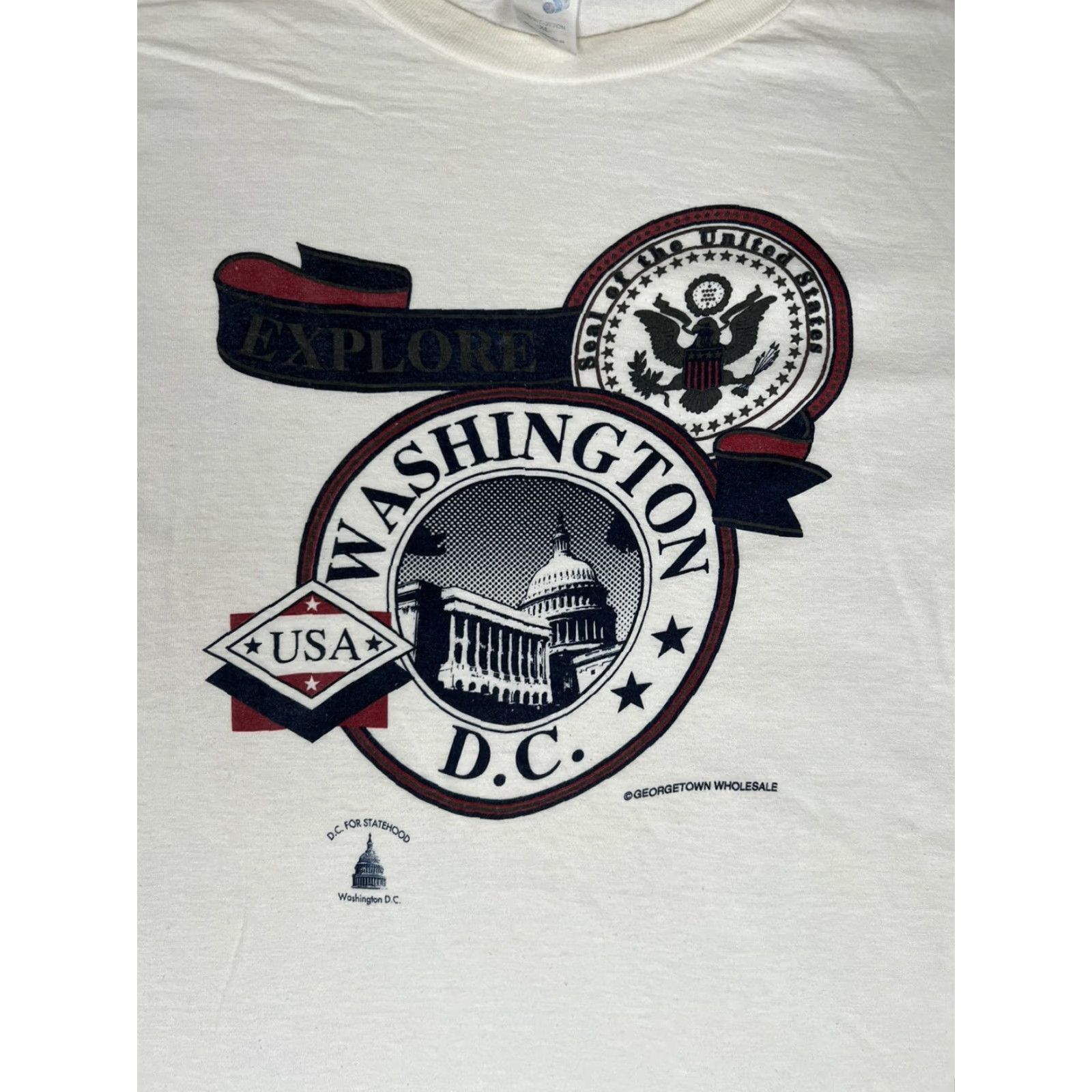 Vintage VINTAGE Washington DC White House T-Shirt XL Single Stitch Mens White 80s 90s USA Pin Hole Size US XL / EU 56 / 4 - 2 Thumbnail