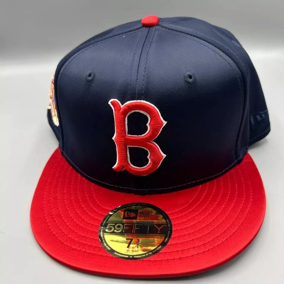 New Era Boston Red Sox Hat Men 7 3/4 Satin 59Fifty New Era Fitted Size ONE SIZE - 3 Thumbnail