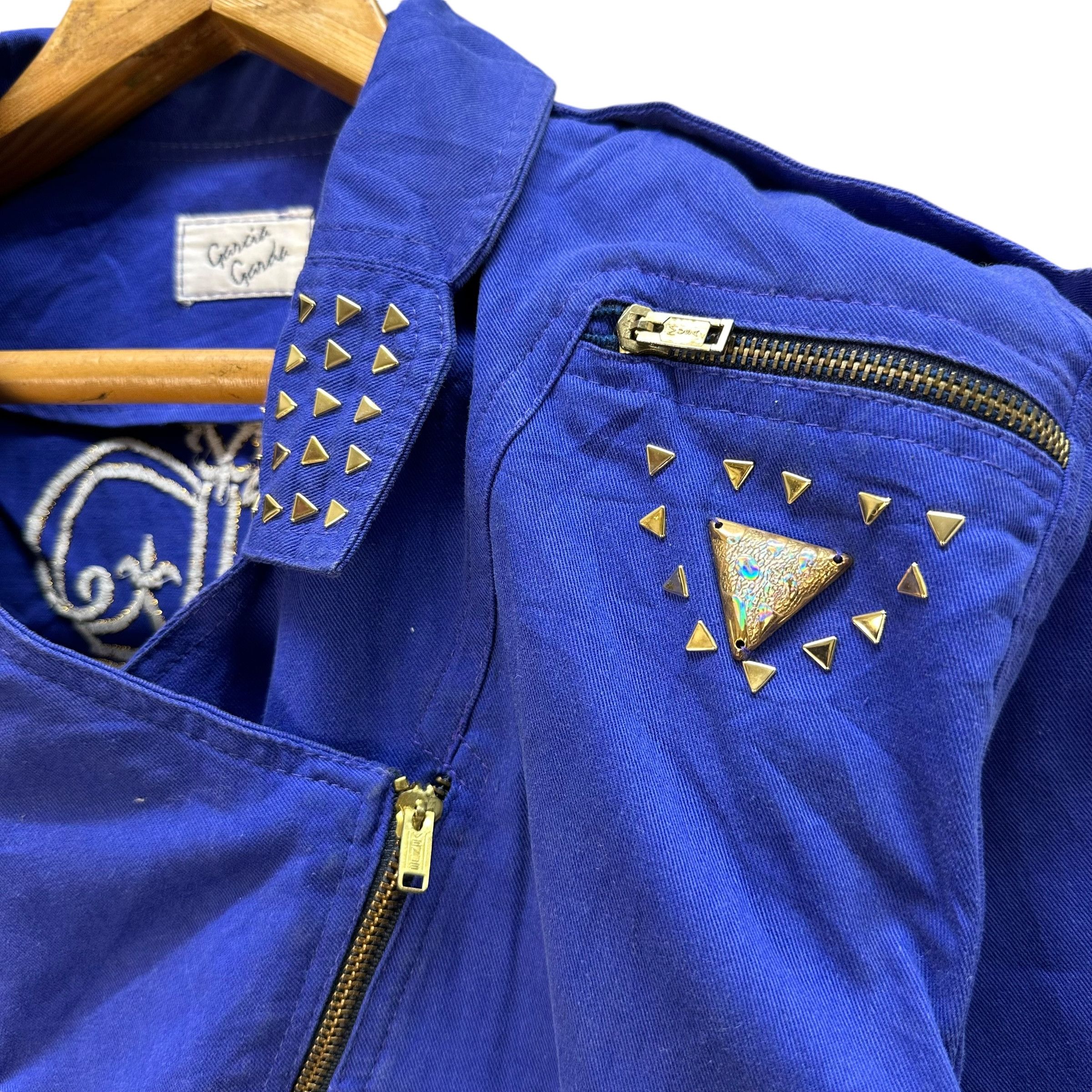 If Six Was Nine GARCIA GARDA Big Logo Studded Blue Crop Jacket #A51-1197 Size S / US 4 / IT 40 - 5 Thumbnail