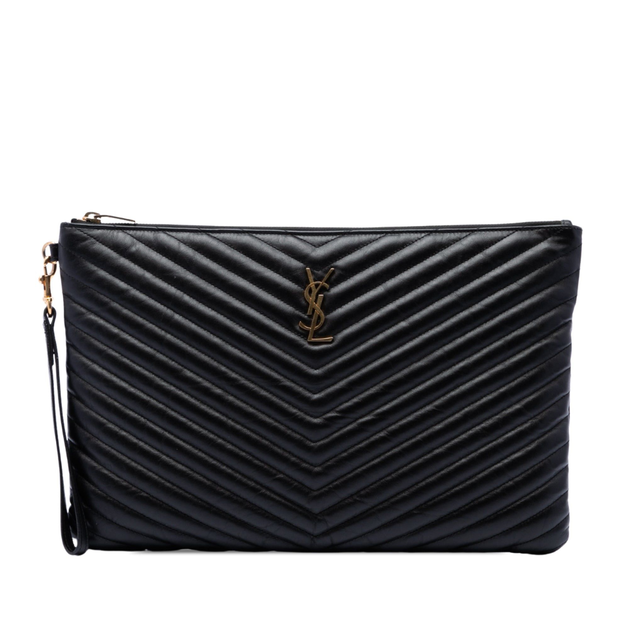 Saint Laurent Paris Chevron Calfskin Cassandre Document Holder Size ONE SIZE - 1 Thumbnail