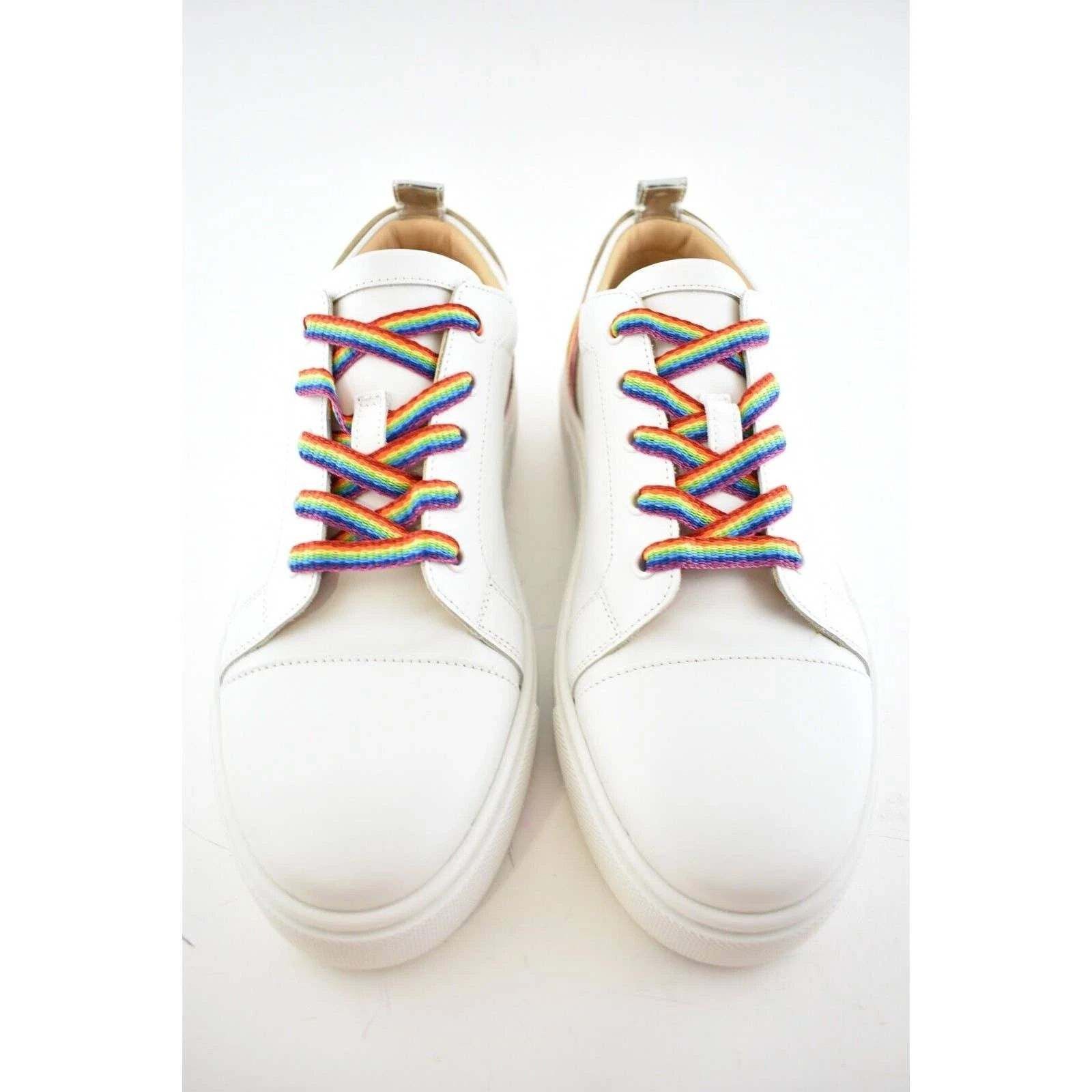 Christian Louboutin Christian Louboutin White Rainbow Lace Up Low Top Sneaker 40 Size US 10 / IT 40 - 5 Thumbnail