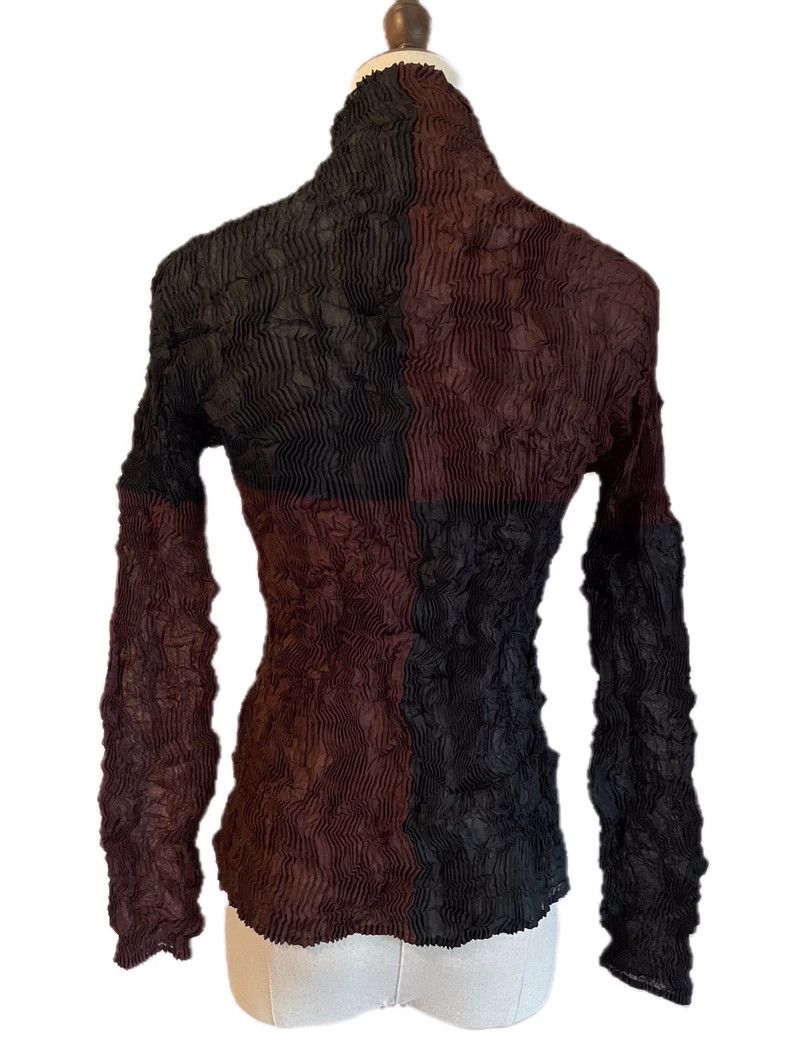 Issey Miyake Issey Miyake Long-sleeved top with brown and black main co Size L / US 10 / IT 46 - 6 Thumbnail