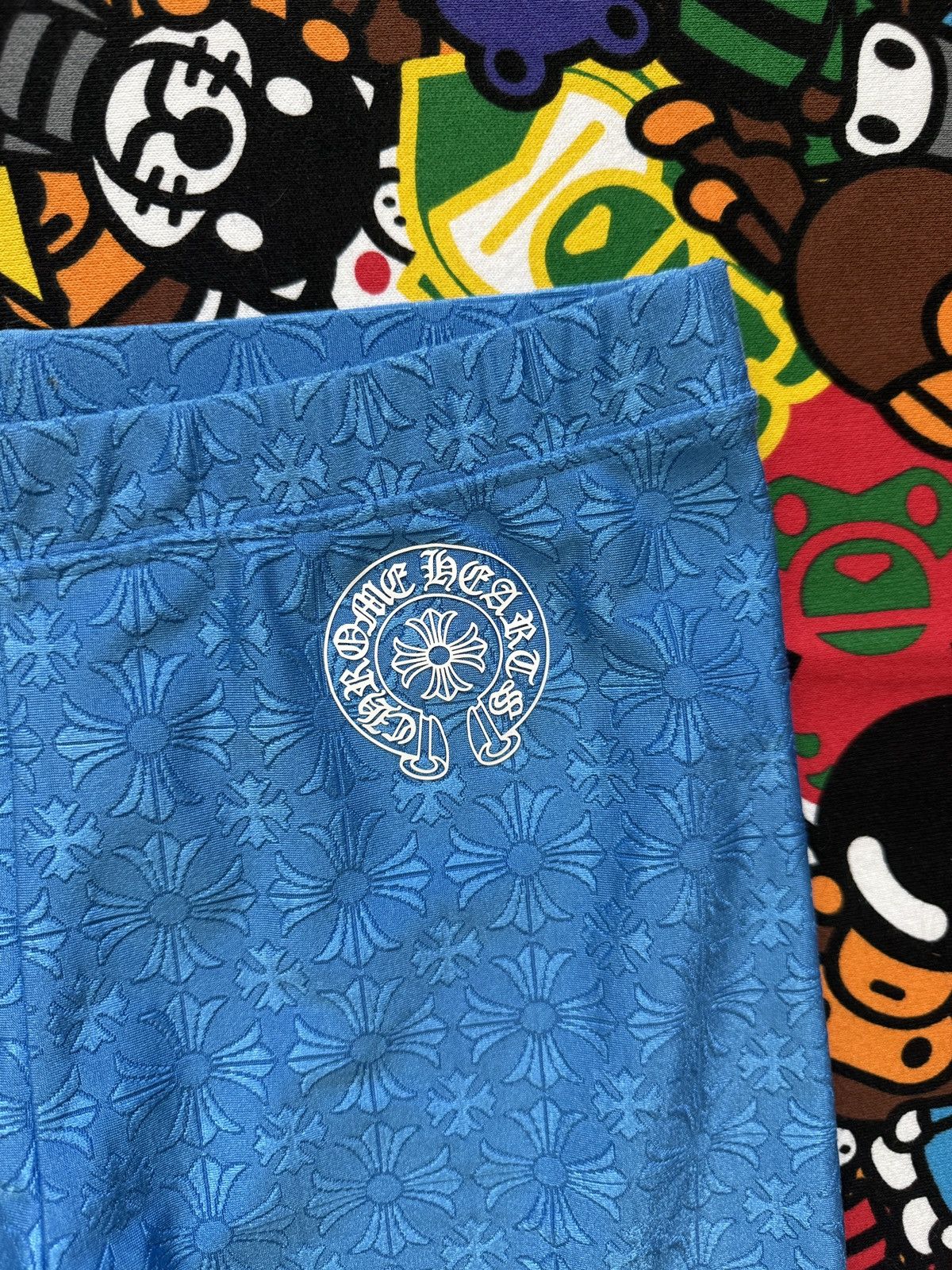 Chrome Hearts Chrome Hearts Womens Blue Monogram Biker Shorts Size 28" / US 6 / IT 42 - 3 Thumbnail