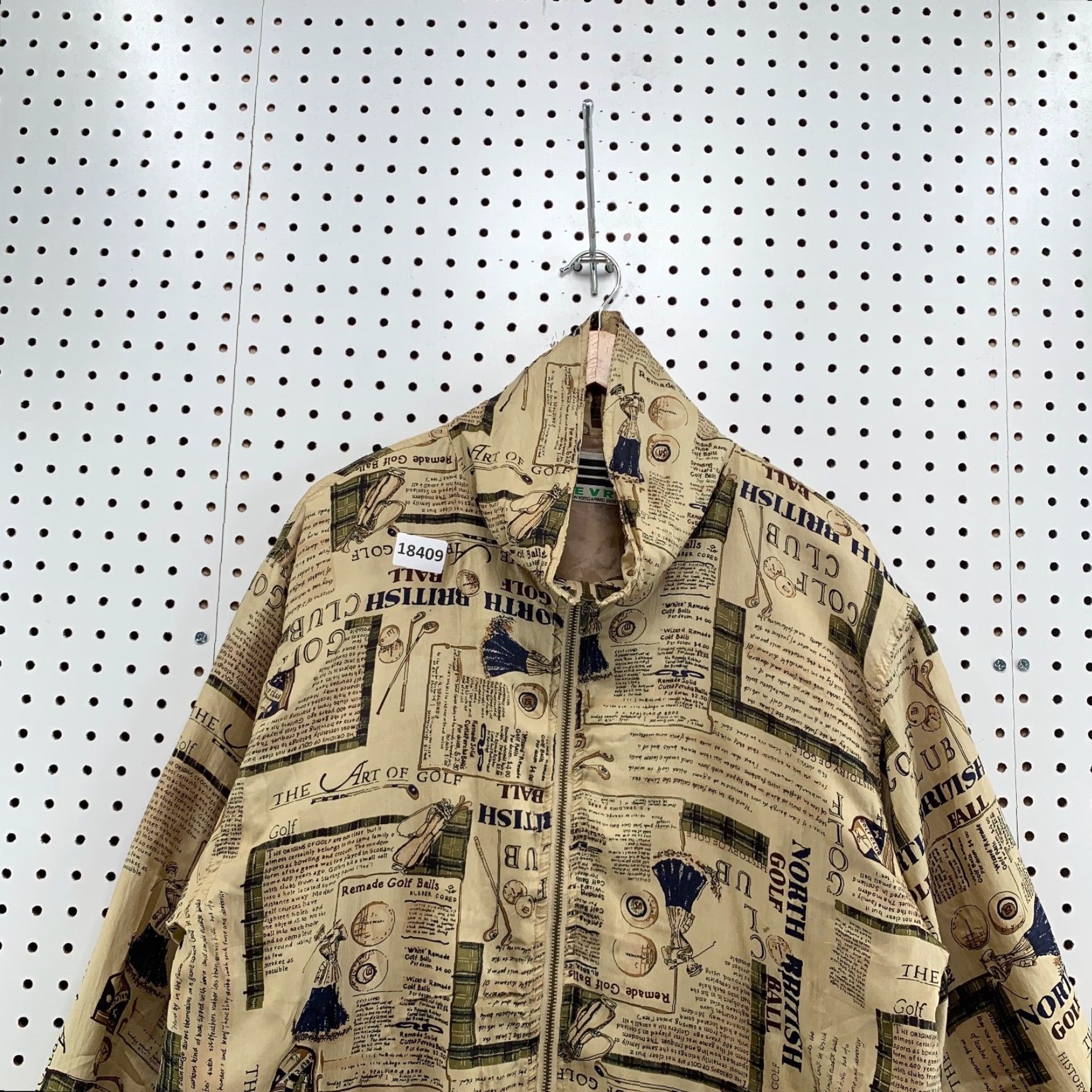 Vintage Vintage EVR 100% Silk Jacket Full Zip Golf AOP Graphic Large Brown 24X28 Mens Size US L / EU 52-54 / 3 - 2 Thumbnail