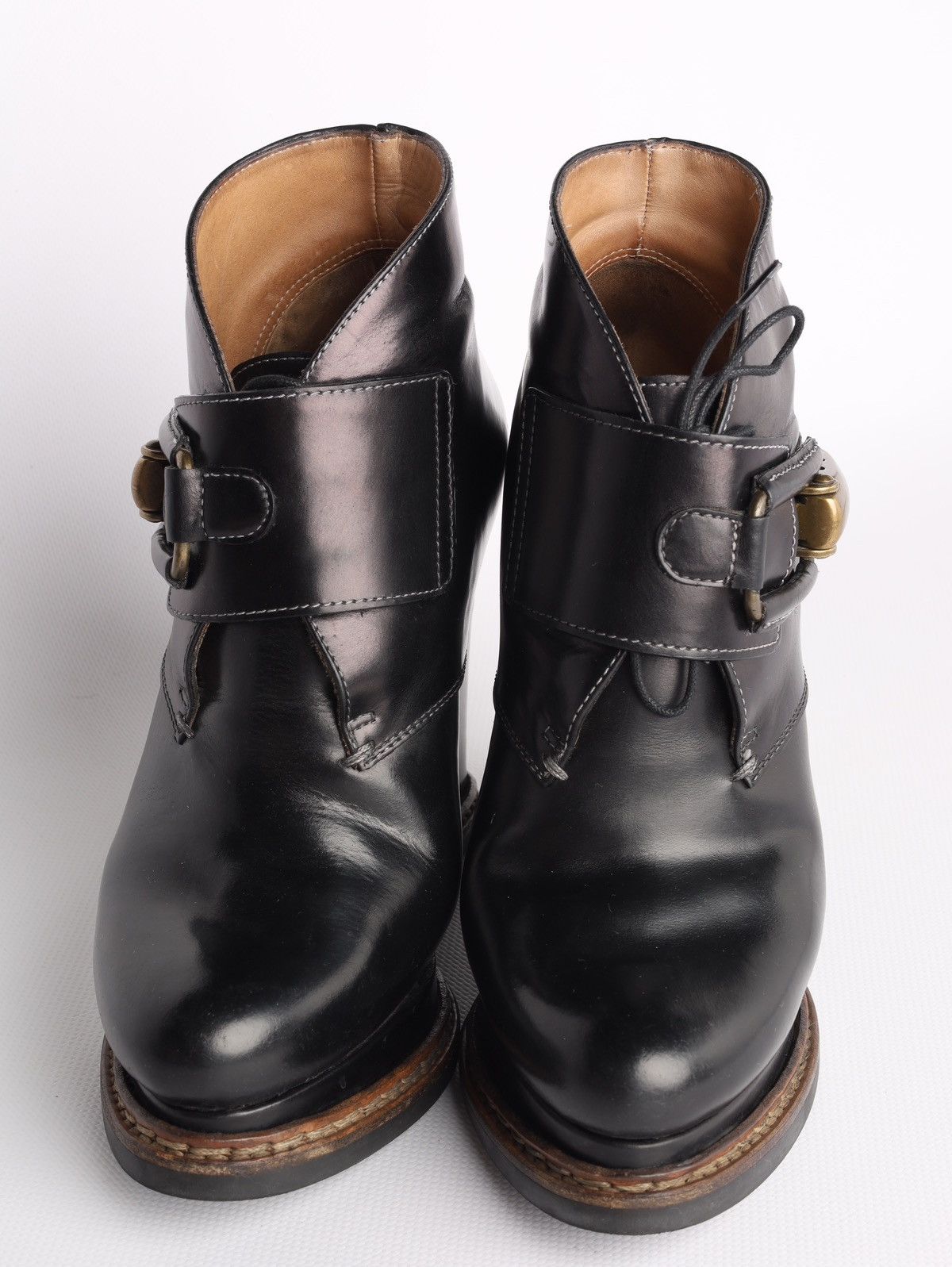 Jil Sander Jil Sander Leather Black Hi Heel Boots Platform Wedge Buckle Size US 6 / IT 36 - 4 Thumbnail