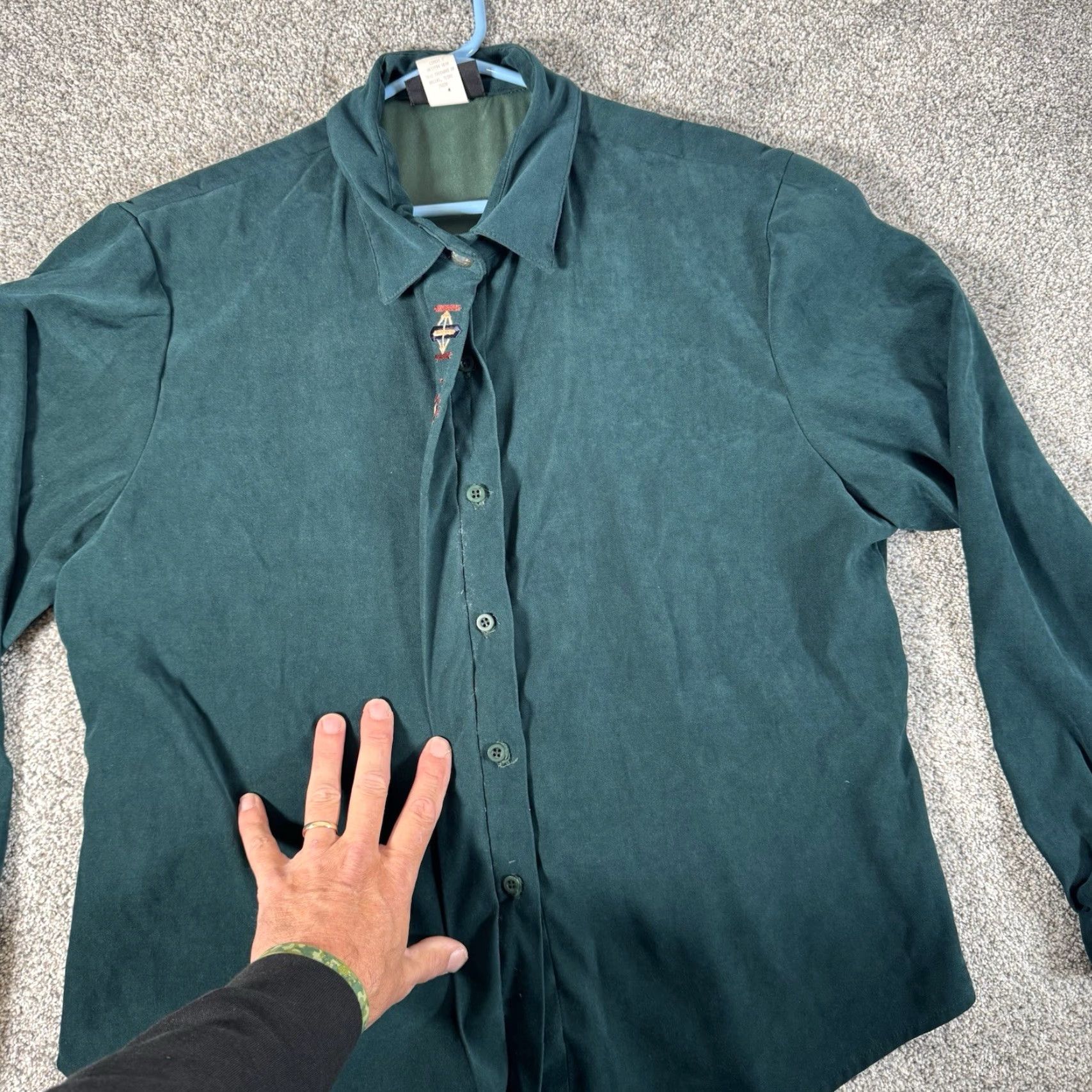 Vintage VINTAGE Roughrider Western Shirt XL Green Embroidered Aztec Cowboy Circle T 80s 90s Mens Long Sleeve Button-Up Size US XL / EU 56 / 4 - 5 Thumbnail