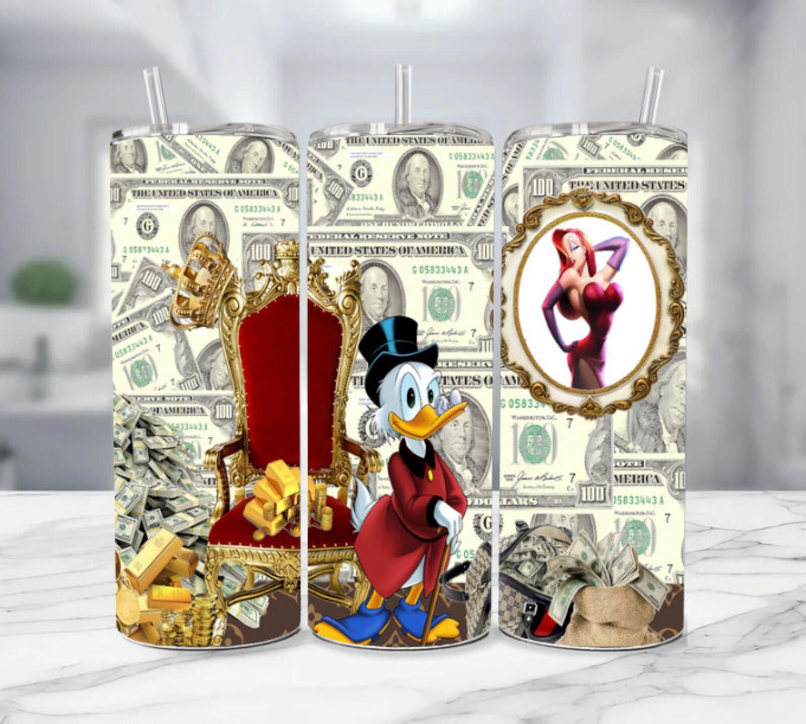 The Unbranded Brand Scrooge Money Stainless Steel Skinny Tumbler - 20 Oz Size ONE SIZE - 1 Thumbnail