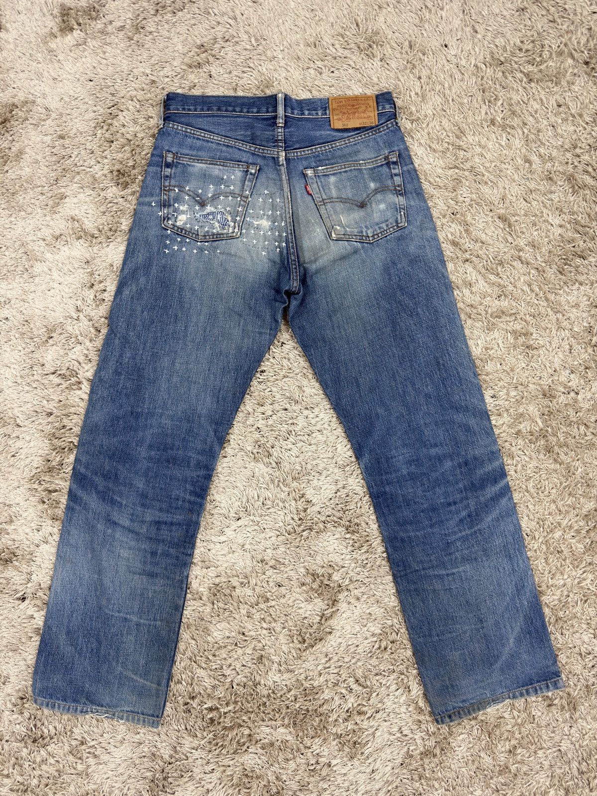 Levi's 1 of 1 Vintage Levis 502xx Selvedge Custom Sashiko Boro Size US 31 - 11 Thumbnail