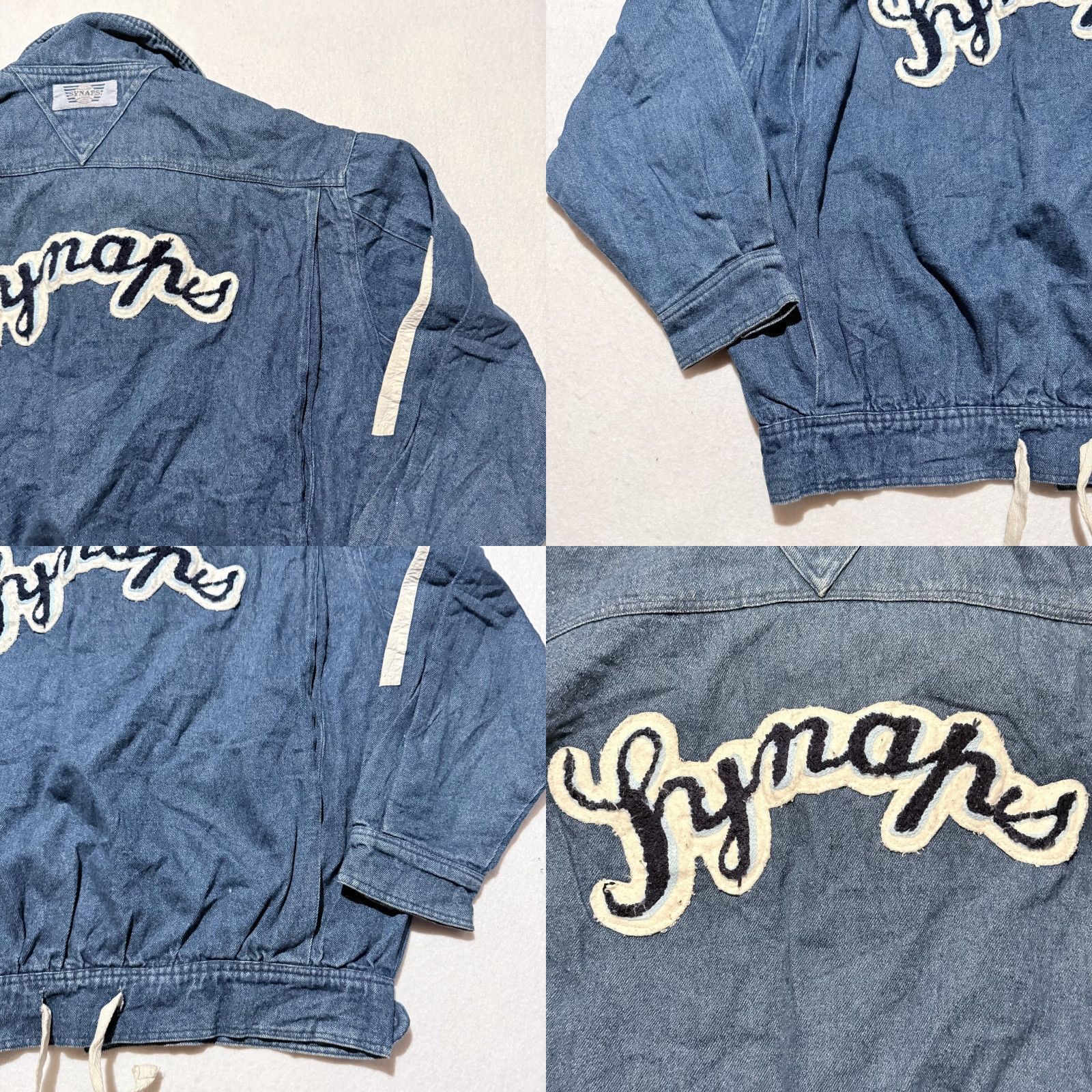 Denime VINTAGE Synaps Denim Jacket White Contrast Panels Logo Patch Applique XL Men Brown? Size US XL / EU 56 / 4 - 8 Thumbnail
