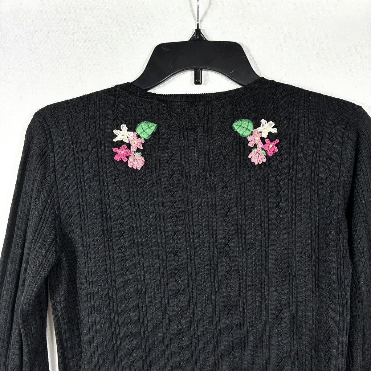 Valentino Valentino Garavani Floral Embroidered Wool Cardigan S Black Size S / US 4 / IT 40 - 17 Thumbnail