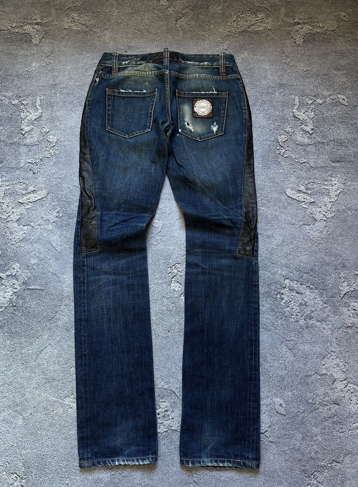 Dsquared2 Vtg Dsquared2 Distressed Leather Inserts Denim Size 38 IT Size 26" / US 2 / IT 38 - 2 Thumbnail