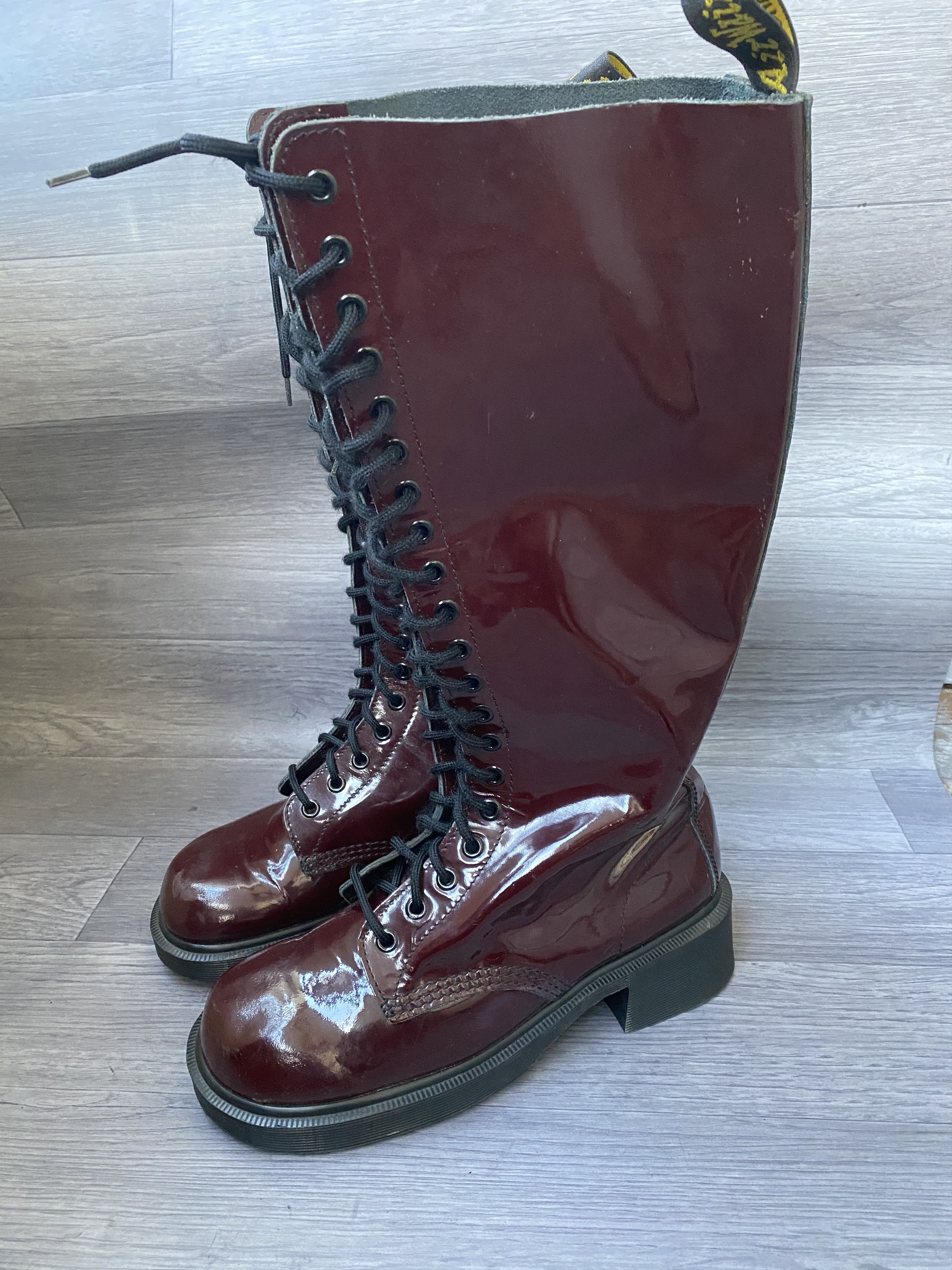 Vintage dr marten long riding maroon boots