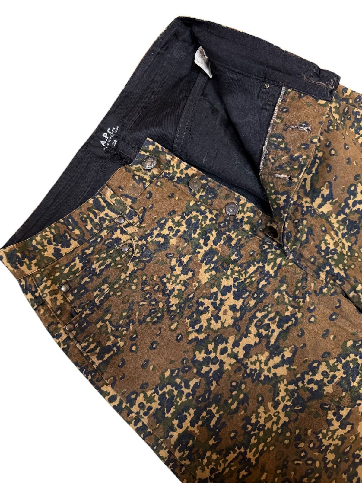A.P.C. × Japanese Brand Vintage 00’s APC Camo Brushed Cotton Trousers Pants Size US 26 / EU 42 - 3 Thumbnail