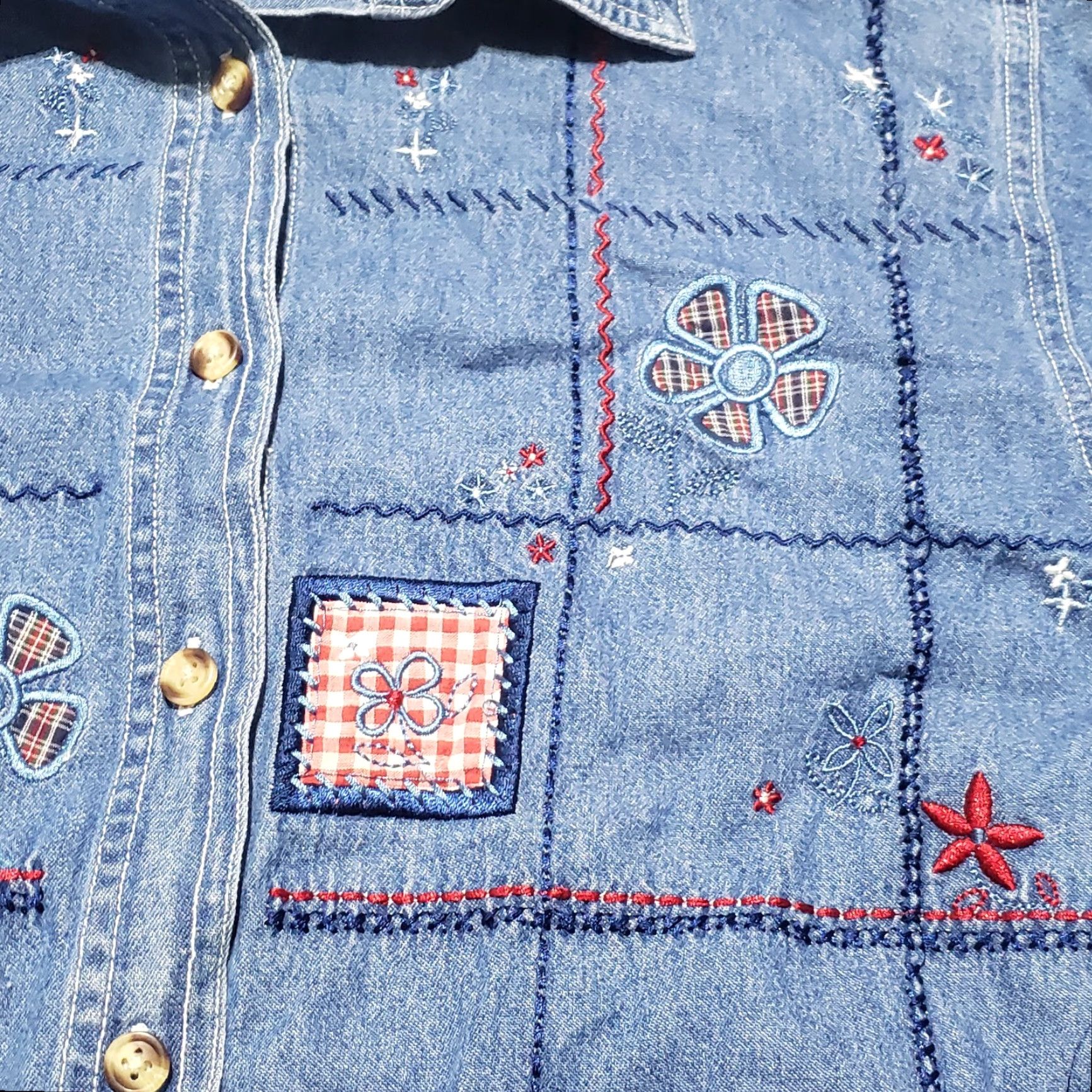Vintage VINTAGE Bobbie Brooks Shirt Womens M Denim Blue Floral Button-Up Adult Womens M Medium Size M / US 6-8 / IT 42-44 - 3 Thumbnail