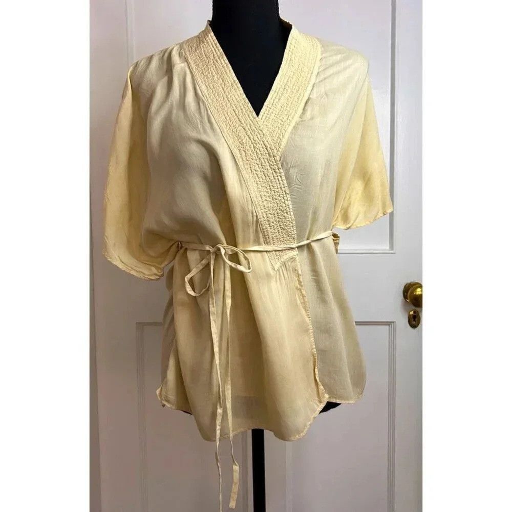 Aritzia Wilfred Yellow Cross Tie Blouse with Kantha Stitching Aroun Size M / US 6-8 / IT 42-44 - 1 Thumbnail