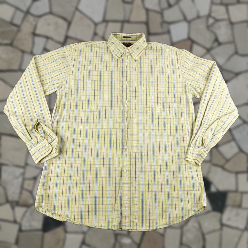 Paul & Shark VINTAGE Paul & Shark Button-Up Shirt Mens XLT Tall Yellow Blue Plaid Long Sleeve Casual Designer Italian Size US XL / EU 56 / 4 - 1 Thumbnail
