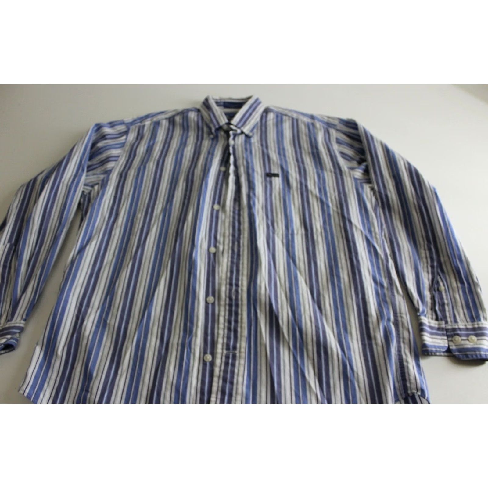 Faconnable VINTAGE Faconnable Blue Stripe LONG SLEEVE SHIRT Medium M 15.5 x 33/34 Size US M / EU 48-50 / 2 - 2 Thumbnail