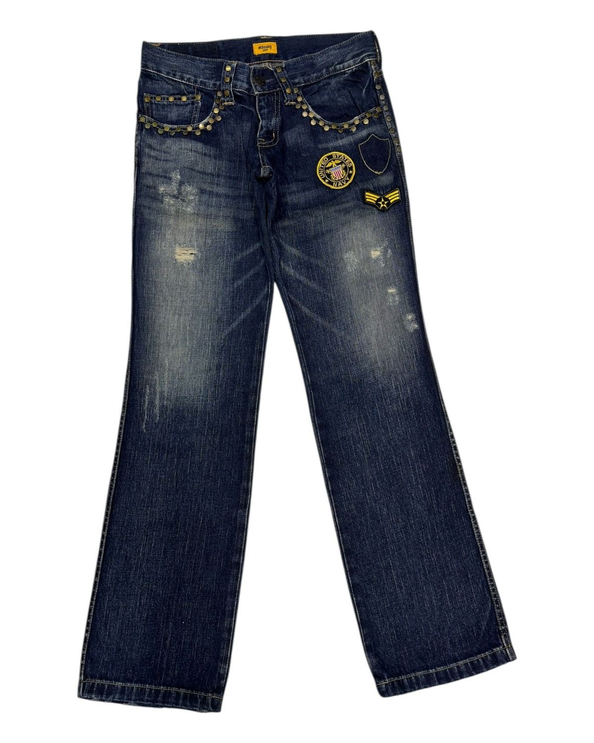 MOUSSY Vintage Flared Jeans Moussy Patches Denim Jean Size 29" - 3 Thumbnail