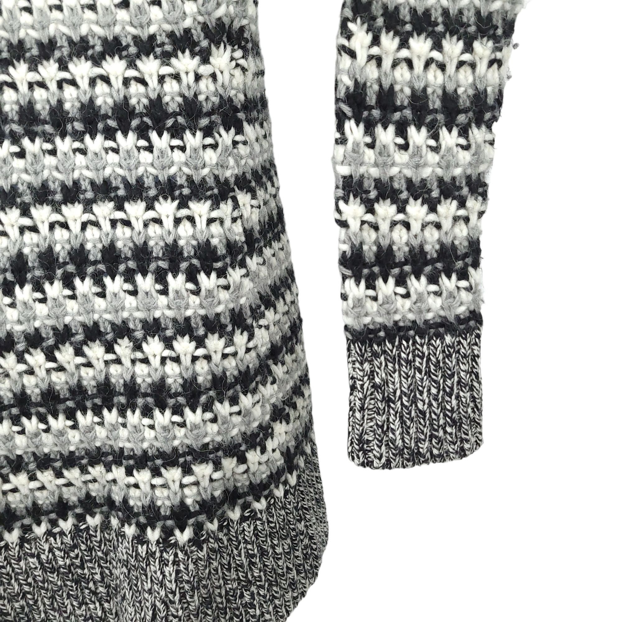 Loft Ann Taylor LOFT Cardigan Sweater M Black White Marled Knit Size M / US 6-8 / IT 42-44 - 6 Thumbnail